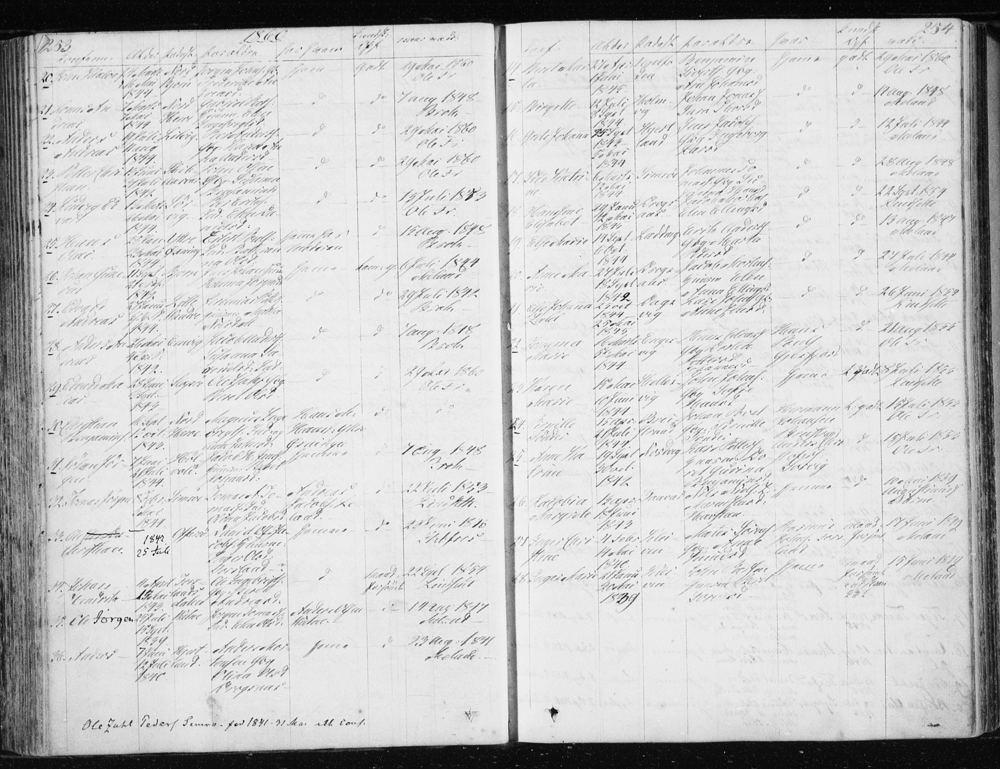 Ministerialprotokoller, klokkerbøker og fødselsregistre - Nordland, AV/SAT-A-1459/834/L0511: Parish register (copy) no. 834C02, 1848-1862, p. 253-254