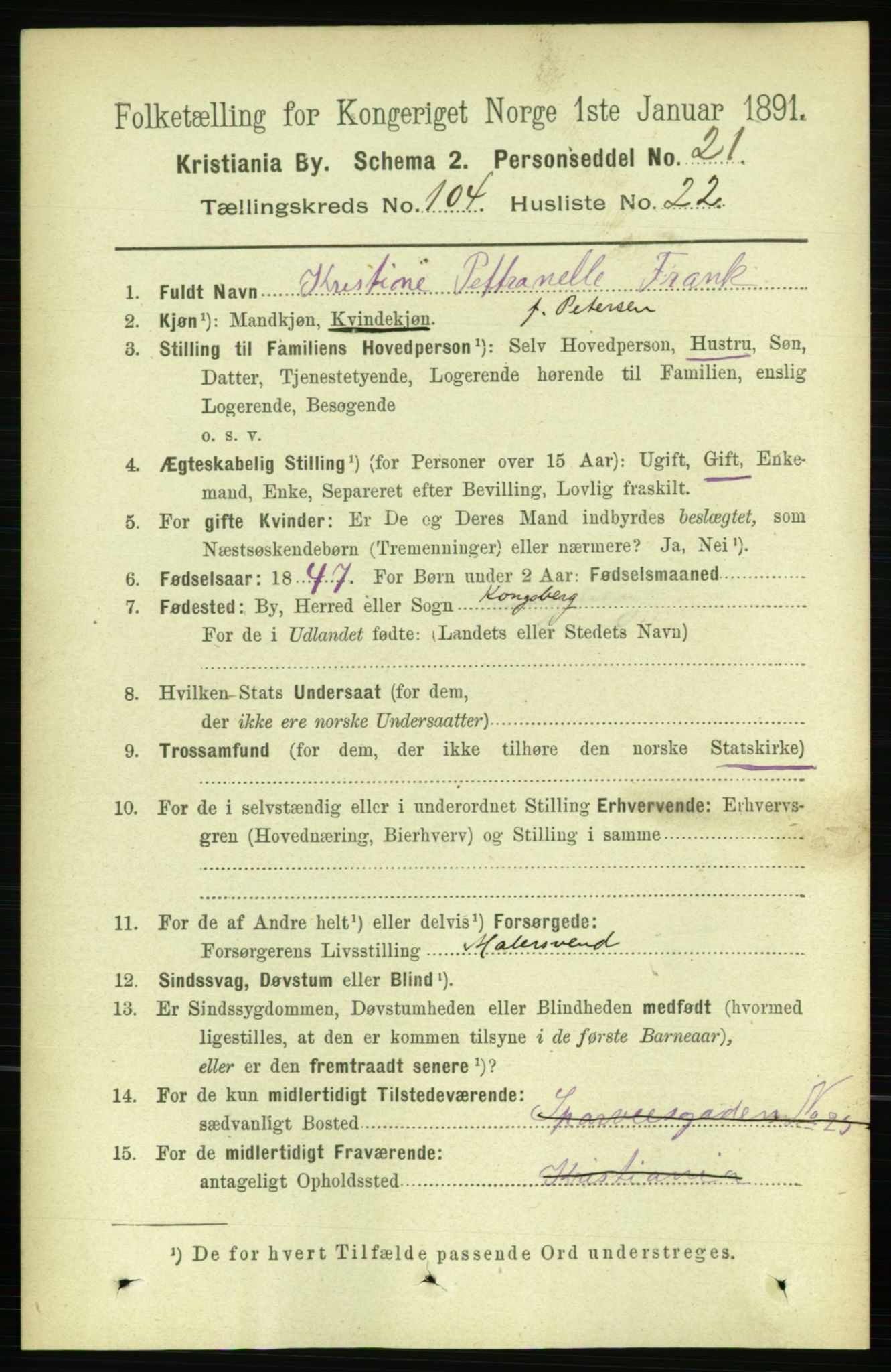 RA, 1891 census for 0301 Kristiania, 1891, p. 52623