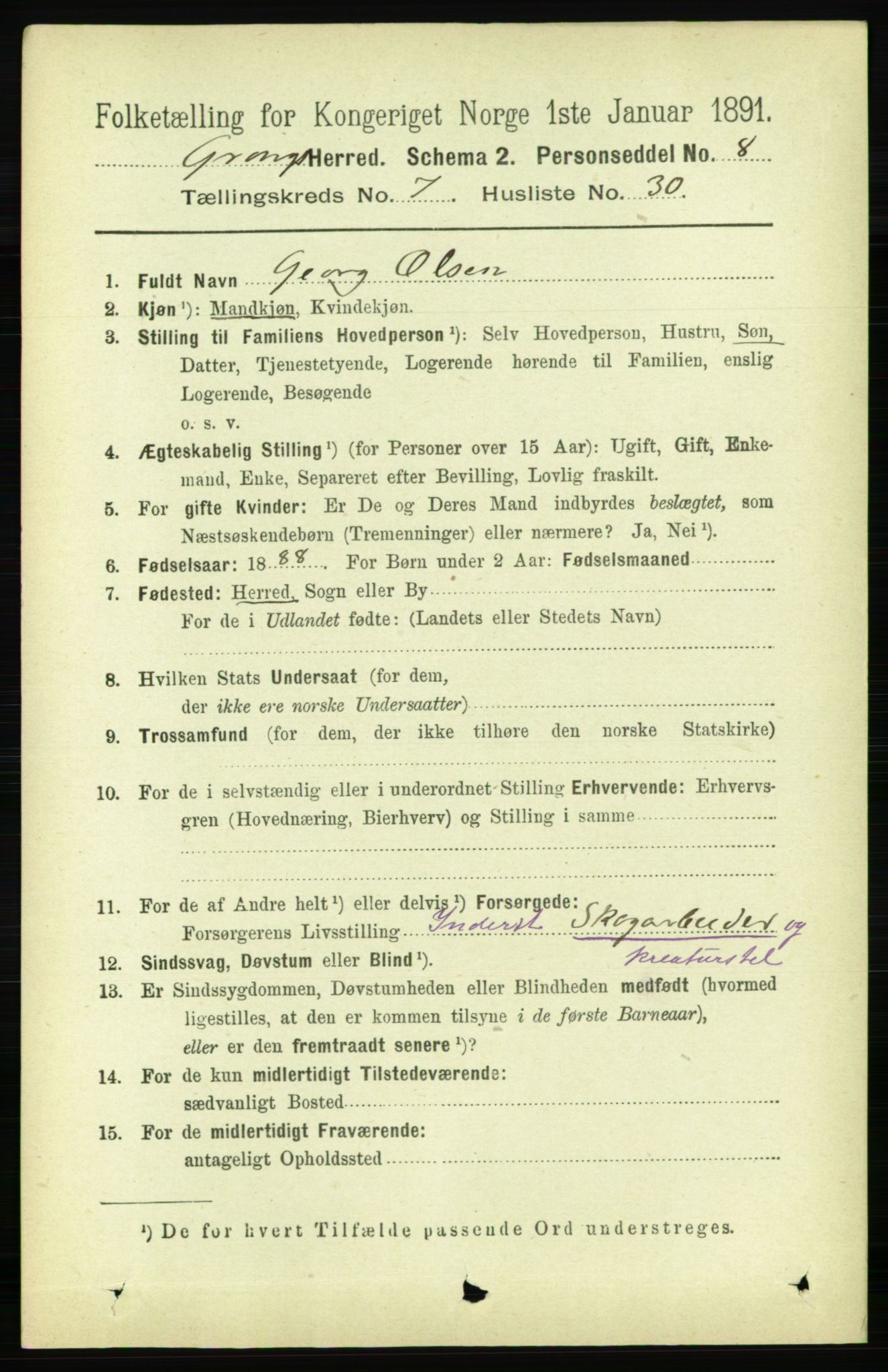 RA, 1891 census for 1742 Grong, 1891, p. 2791