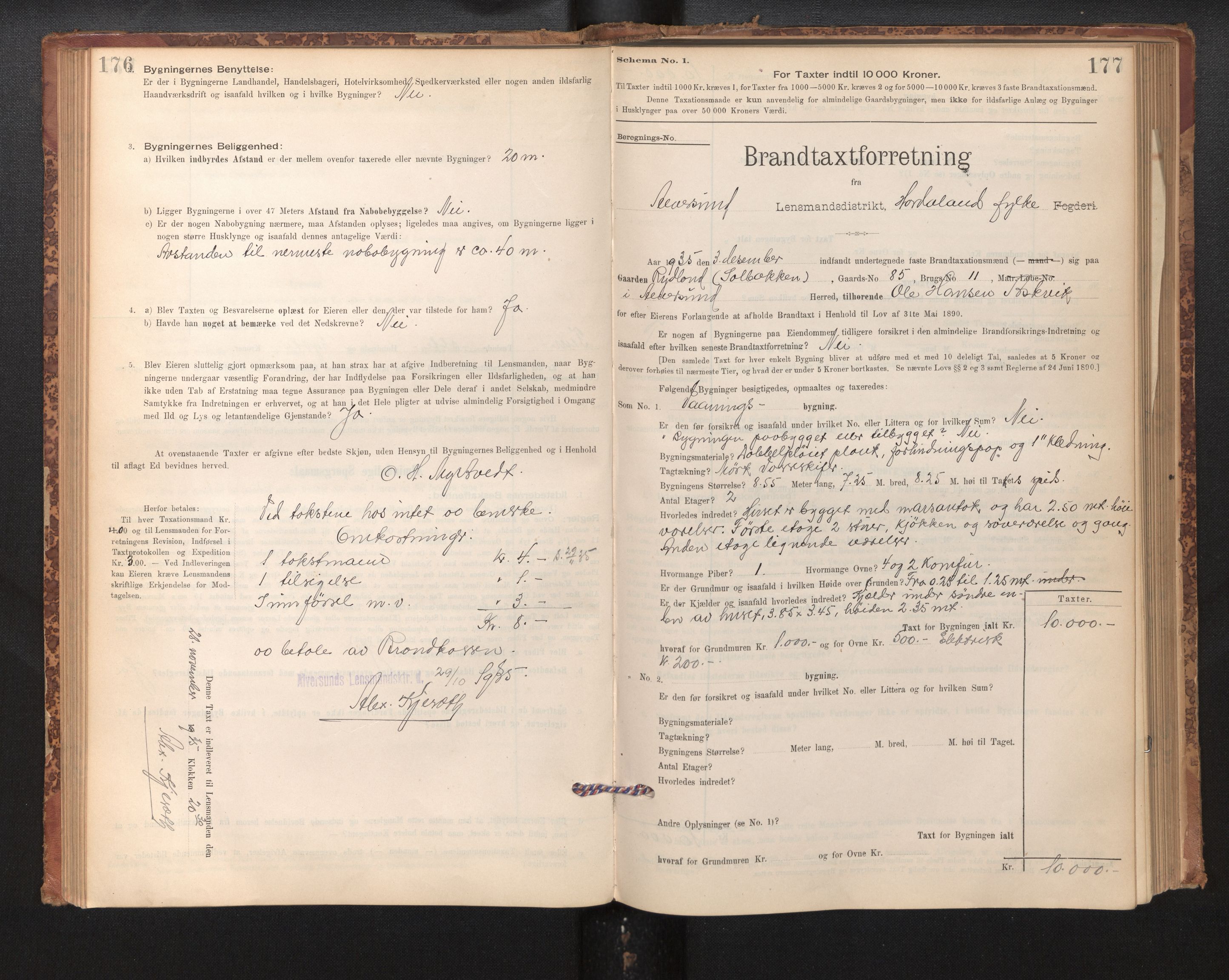 Lensmannen i Alversund, SAB/A-30701/0012/L0004: Branntakstprotokoll, skjematakst, 1894-1953, p. 176-177