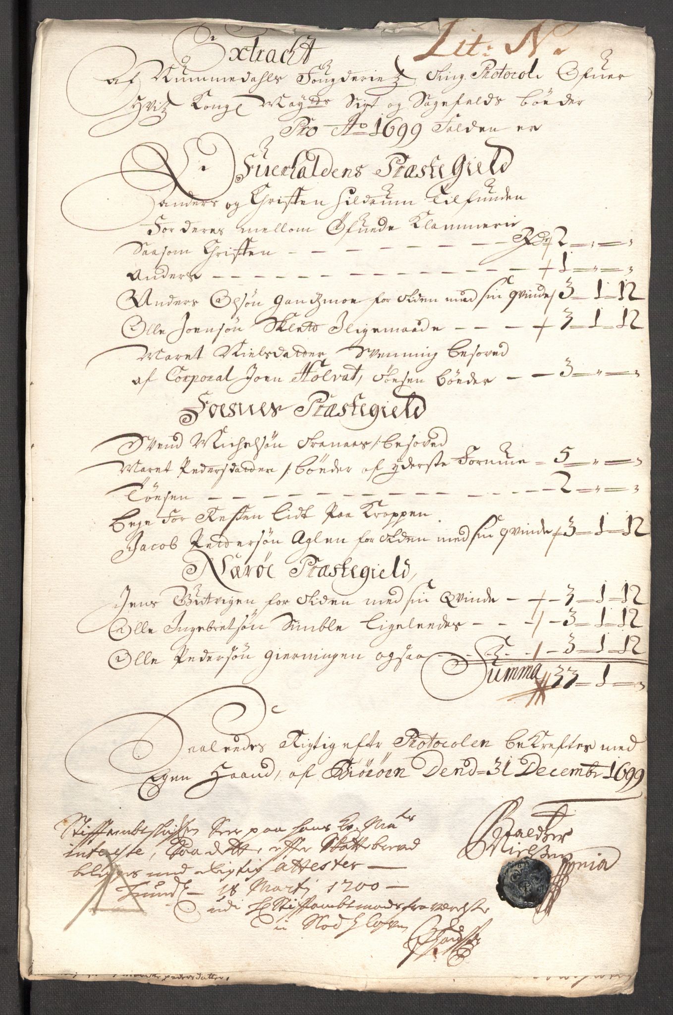 Rentekammeret inntil 1814, Reviderte regnskaper, Fogderegnskap, RA/EA-4092/R64/L4426: Fogderegnskap Namdal, 1699-1700, p. 156