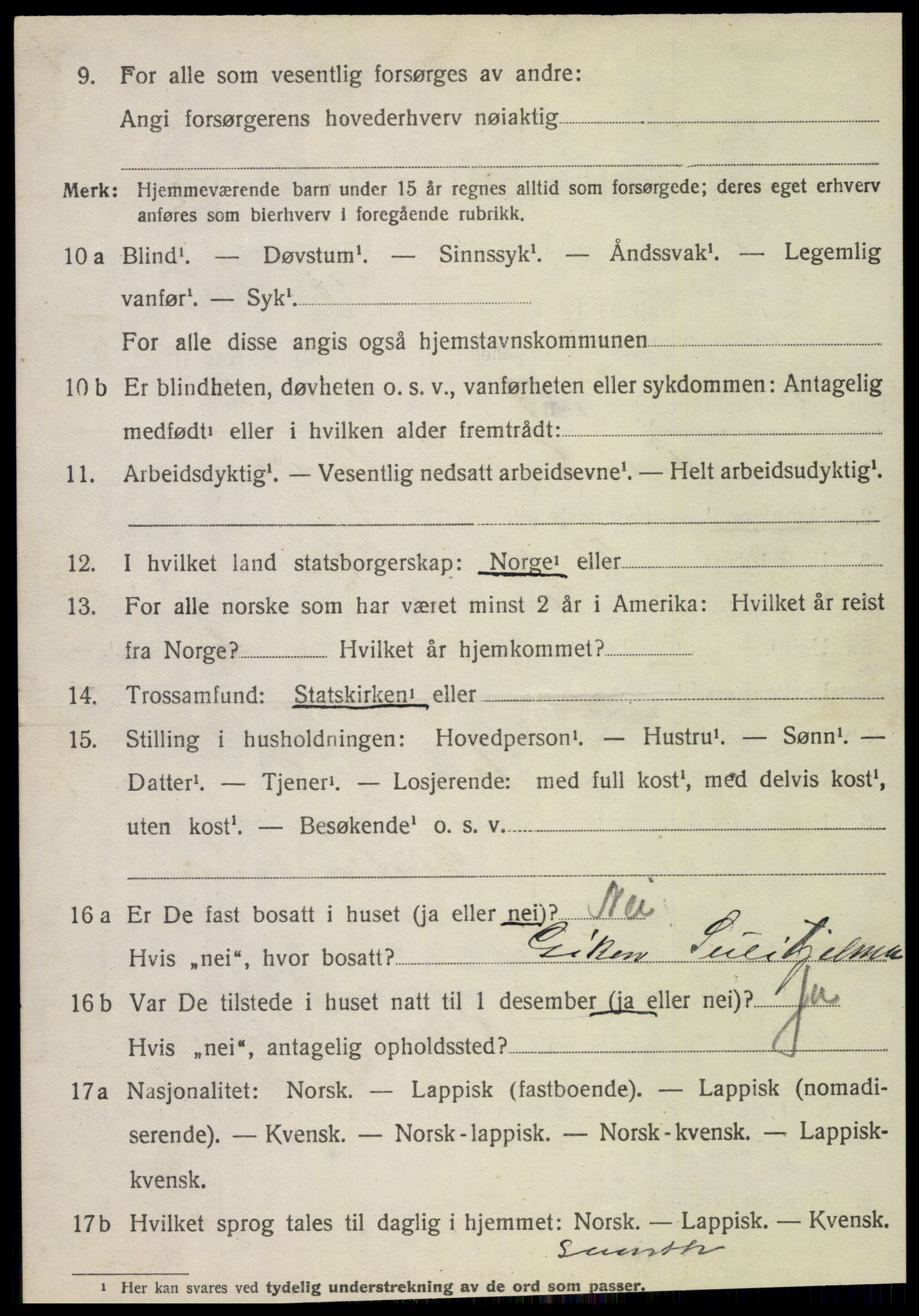 SAT, 1920 census for Fauske, 1920, p. 5431