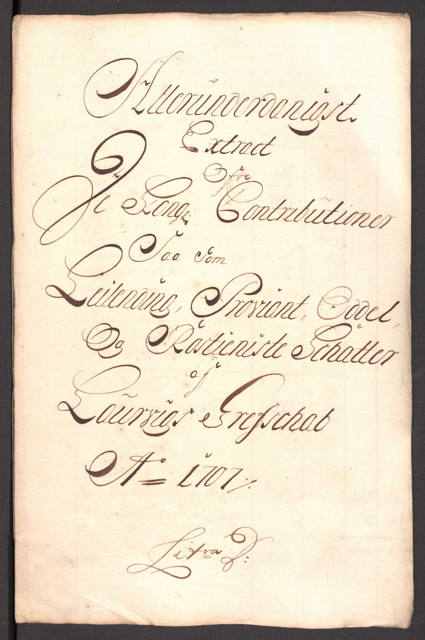 Rentekammeret inntil 1814, Reviderte regnskaper, Fogderegnskap, RA/EA-4092/R33/L1980: Fogderegnskap Larvik grevskap, 1707-1708, p. 136