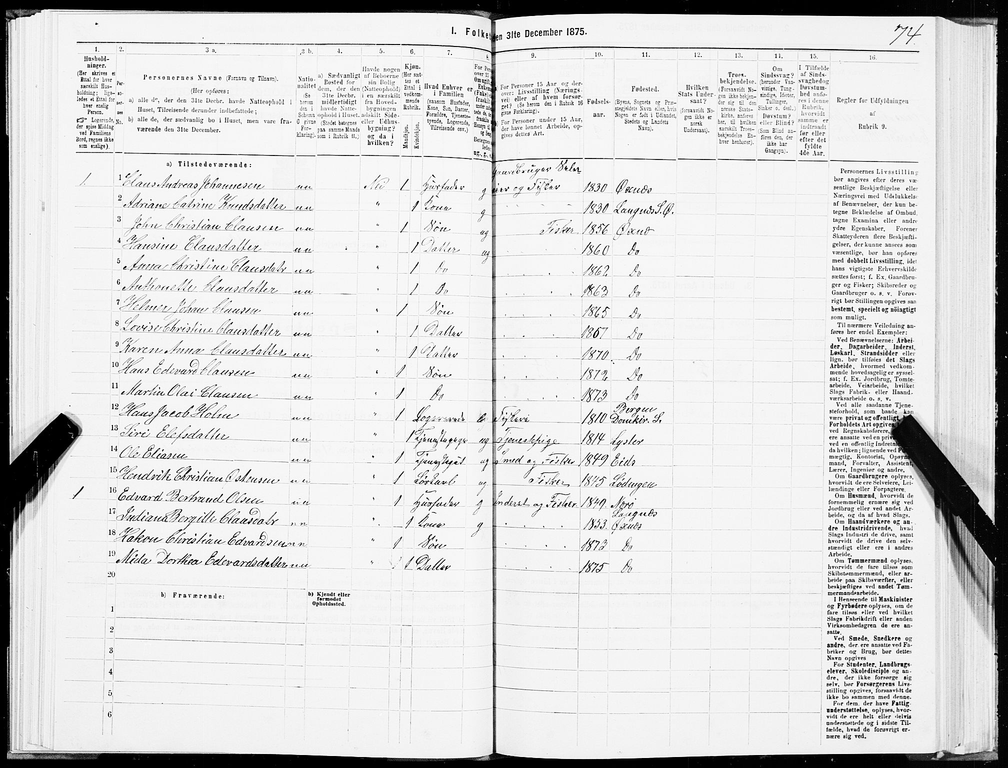 SAT, 1875 census for 1868P Øksnes, 1875, p. 1074