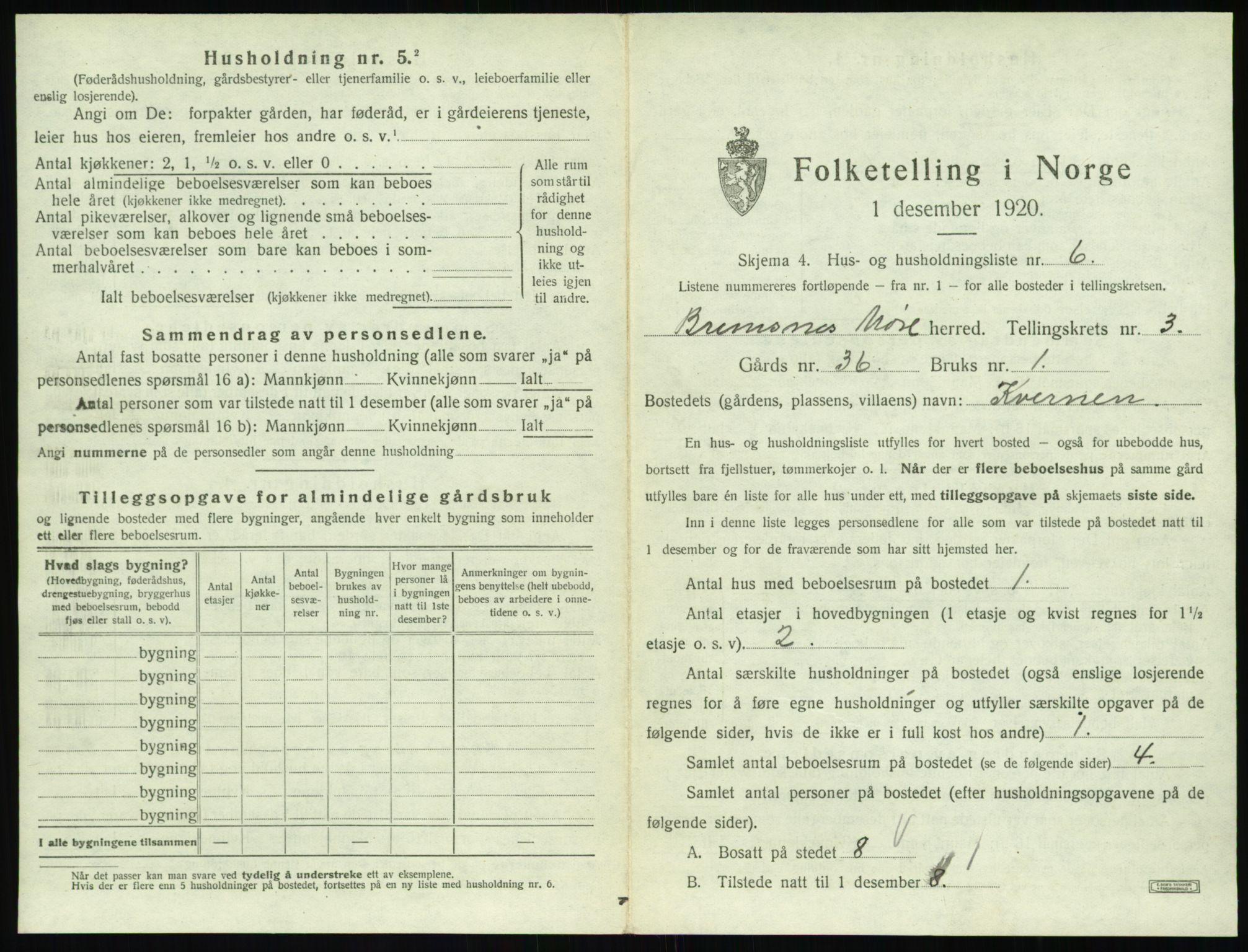 SAT, 1920 census for Bremsnes, 1920, p. 343