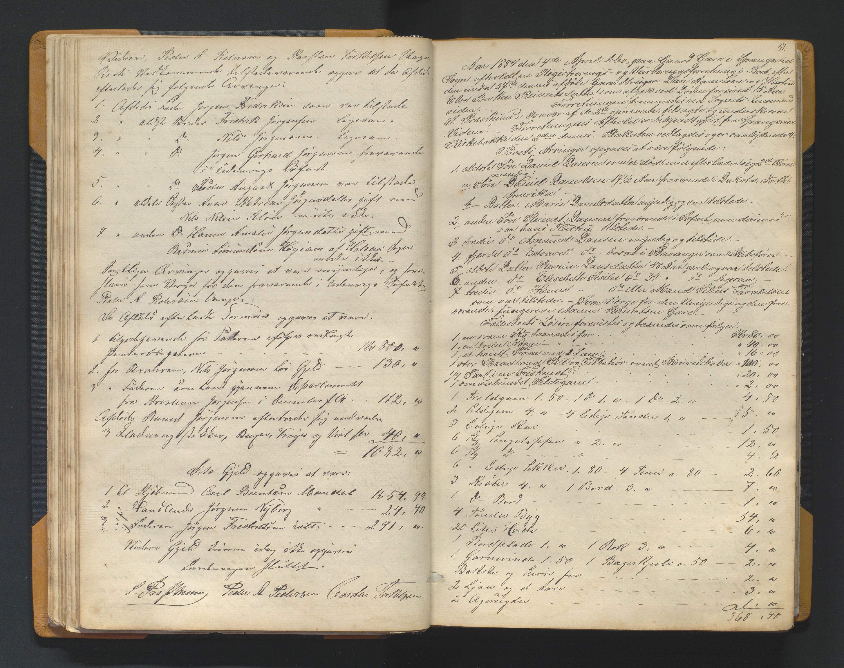 Mandal sorenskriveri, AV/SAK-1221-0005/001/H/Hc/L0055: Skifteregistreringsprotokoll nr 11 Spangereid, 1867-1925, p. 51