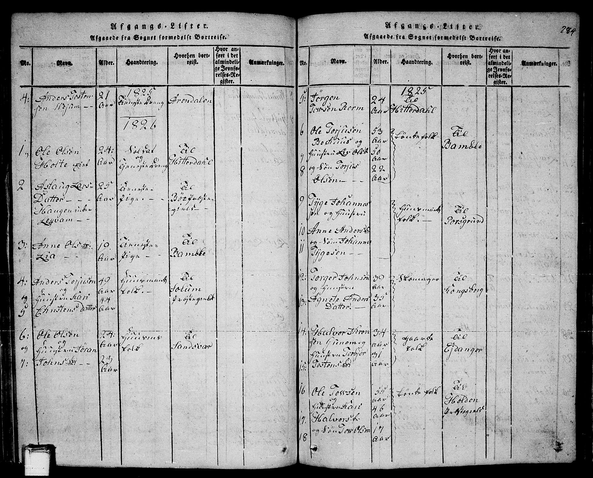 Sauherad kirkebøker, SAKO/A-298/F/Fa/L0005: Parish register (official) no. I 5, 1815-1829, p. 284