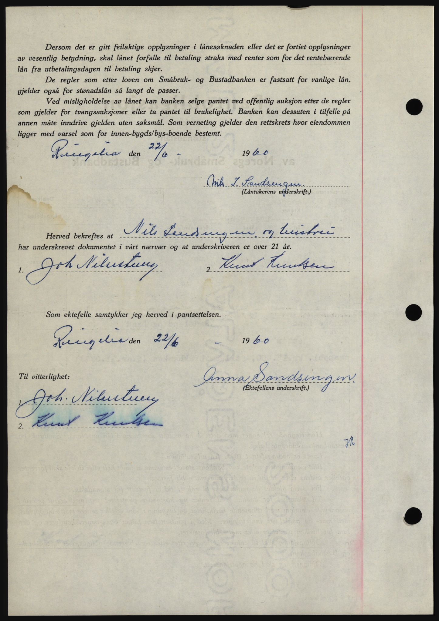 Hadeland og Land tingrett, SAH/TING-010/H/Hb/Hbc/L0043: Mortgage book no. B43, 1960-1960, Diary no: : 2265/1960