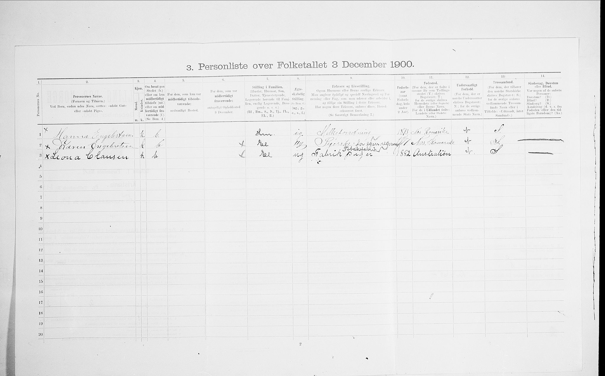 SAO, 1900 census for Kristiania, 1900, p. 97176