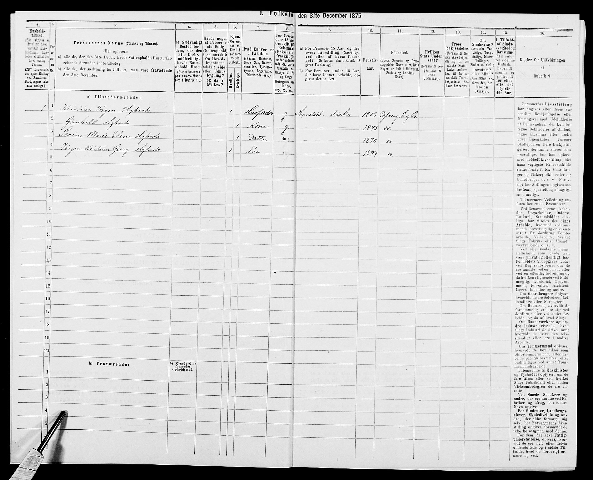 SAK, 1875 census for 0915P Dypvåg, 1875, p. 536