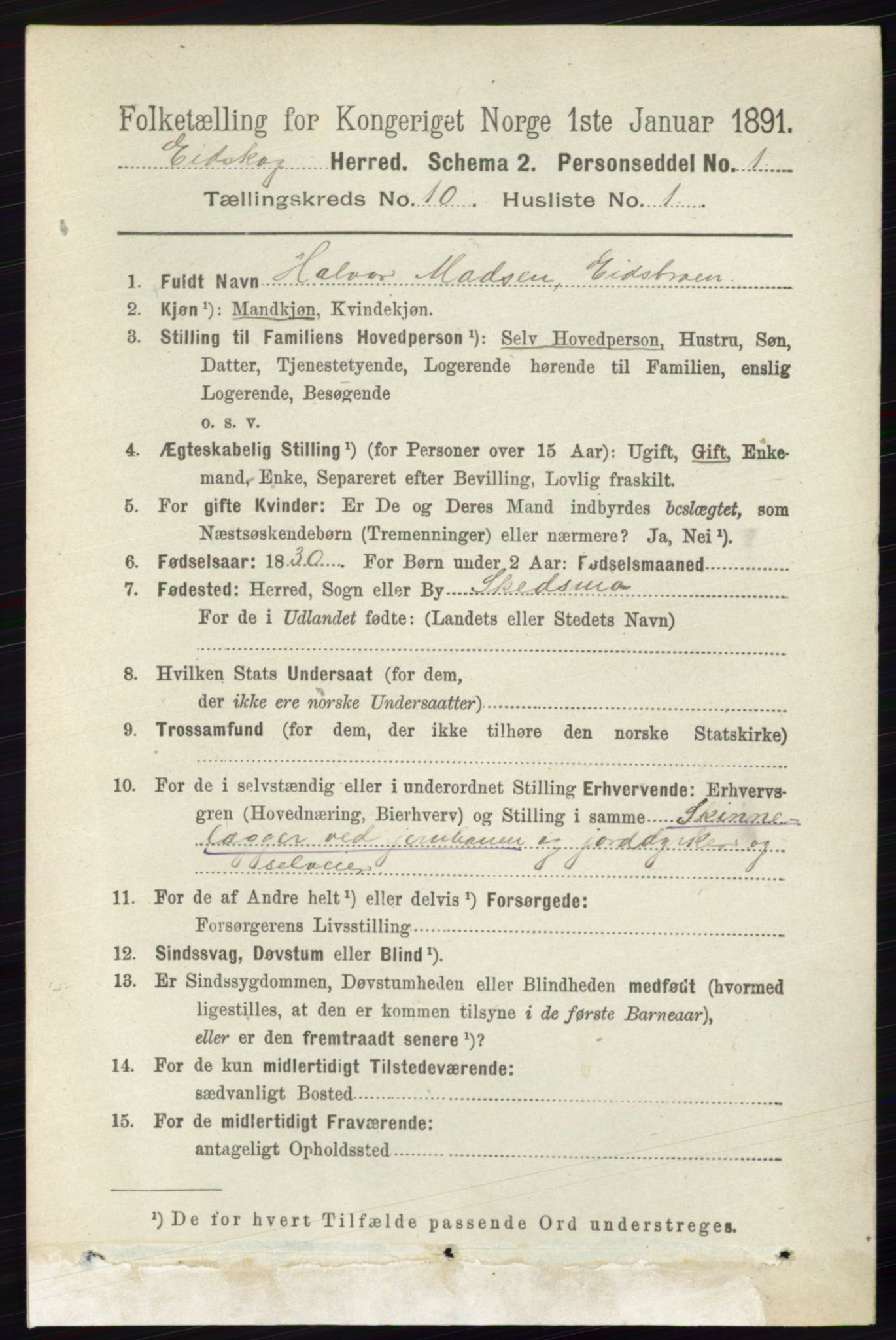 RA, 1891 census for 0420 Eidskog, 1891, p. 6124