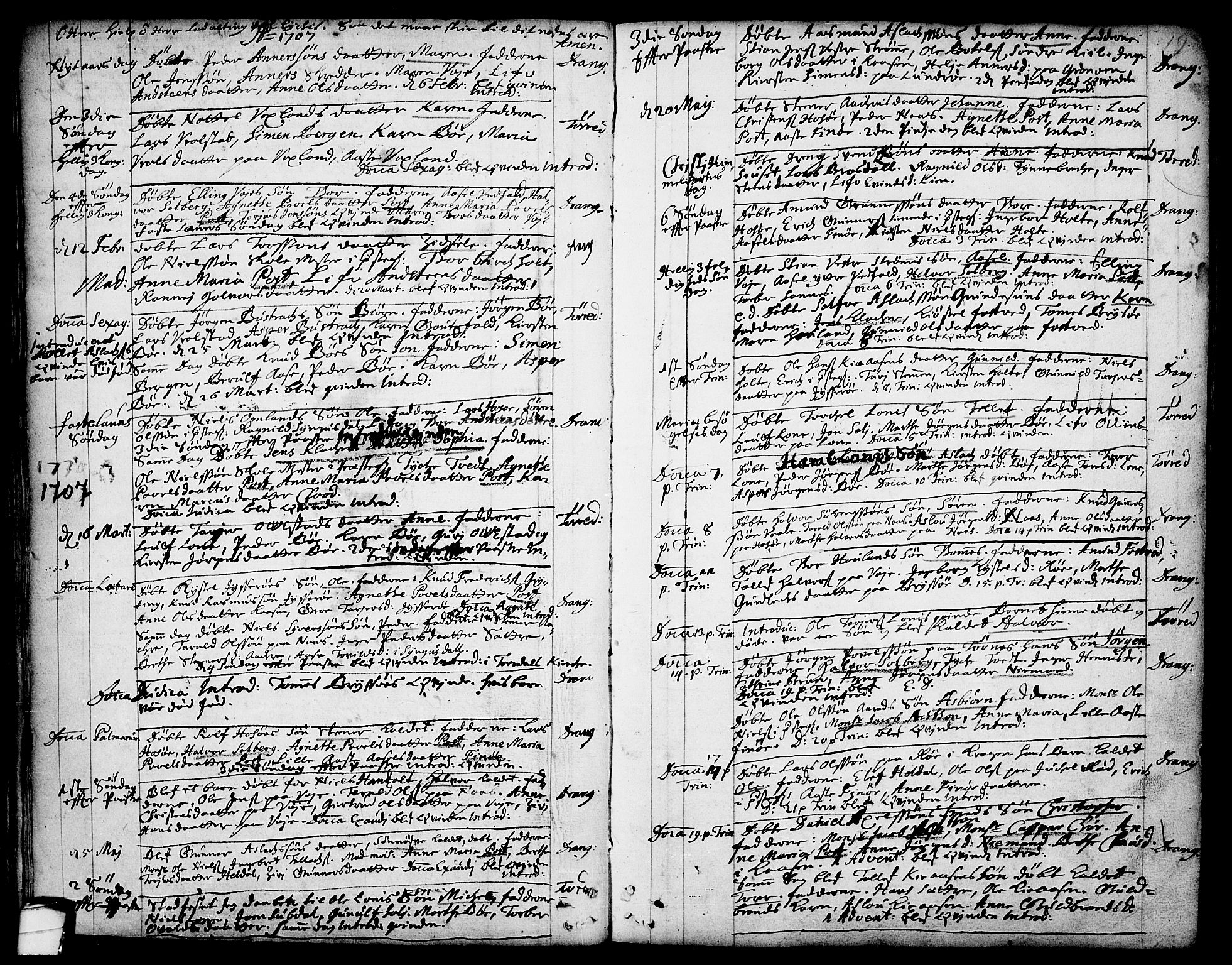 Drangedal kirkebøker, SAKO/A-258/F/Fa/L0001: Parish register (official) no. 1, 1697-1767, p. 19