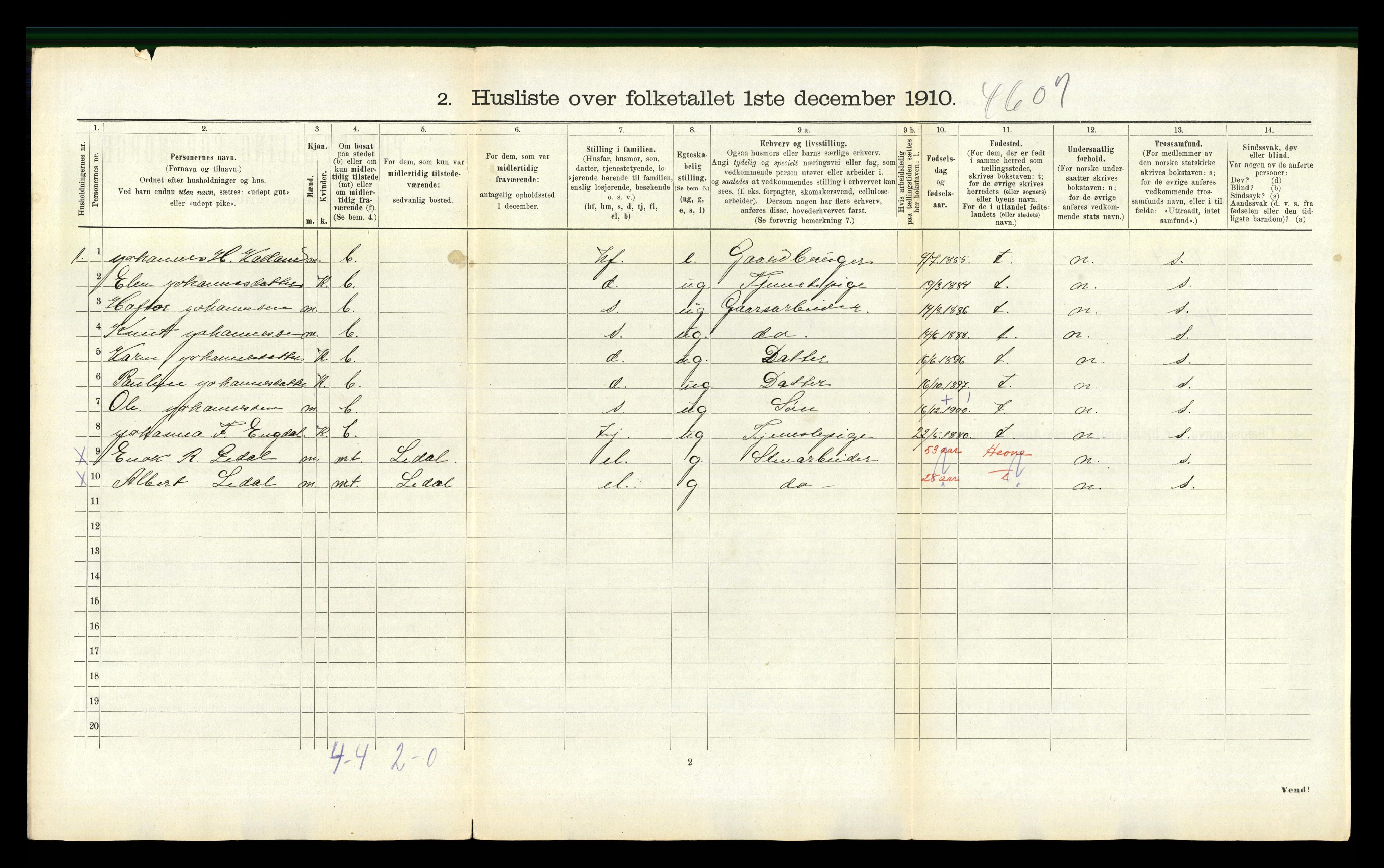 RA, 1910 census for Aure, 1910, p. 845