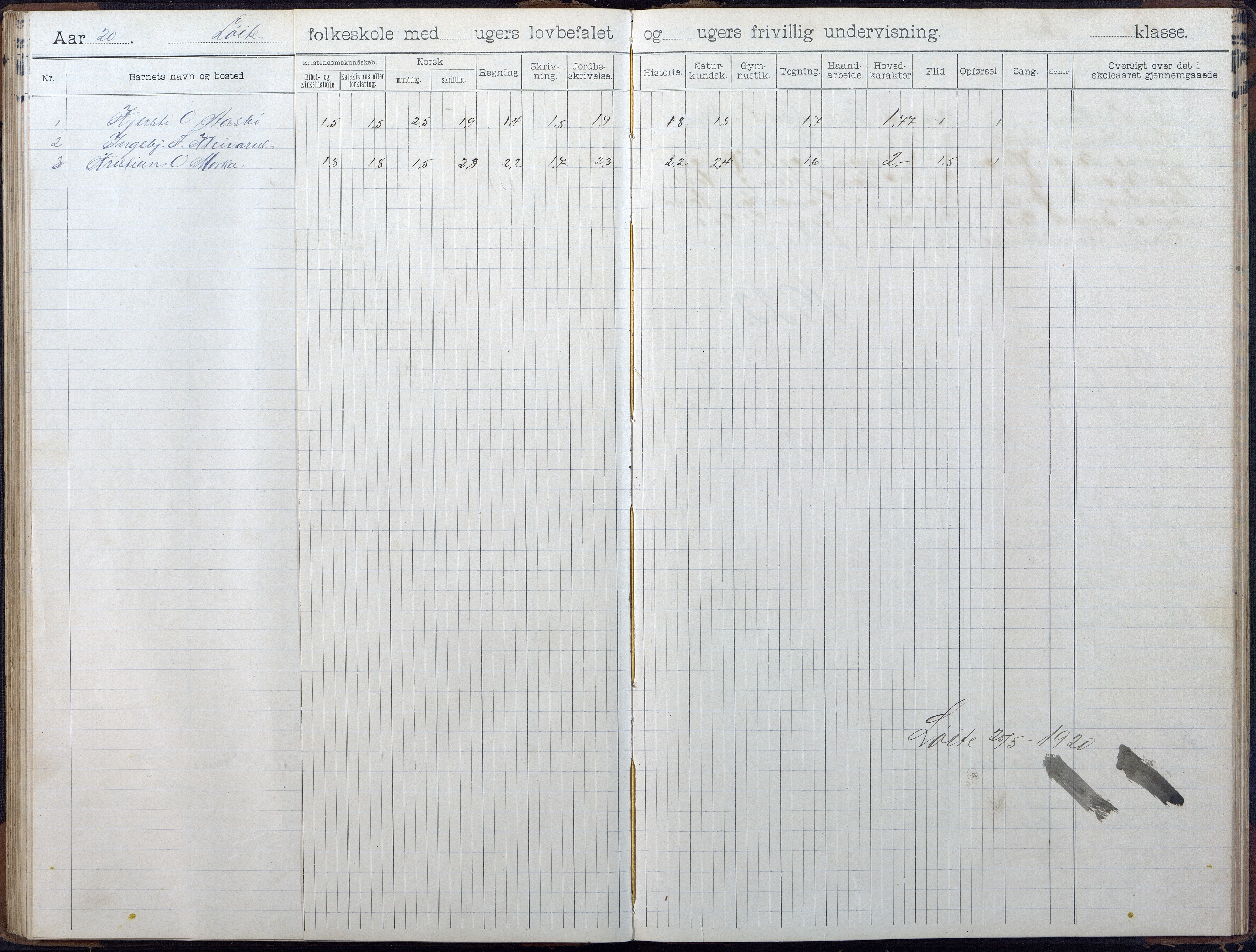 Gjerstad Kommune, Løite Skole, AAKS/KA0911-550c/F02/L0002: Skoleprotokoll, 1903-1921