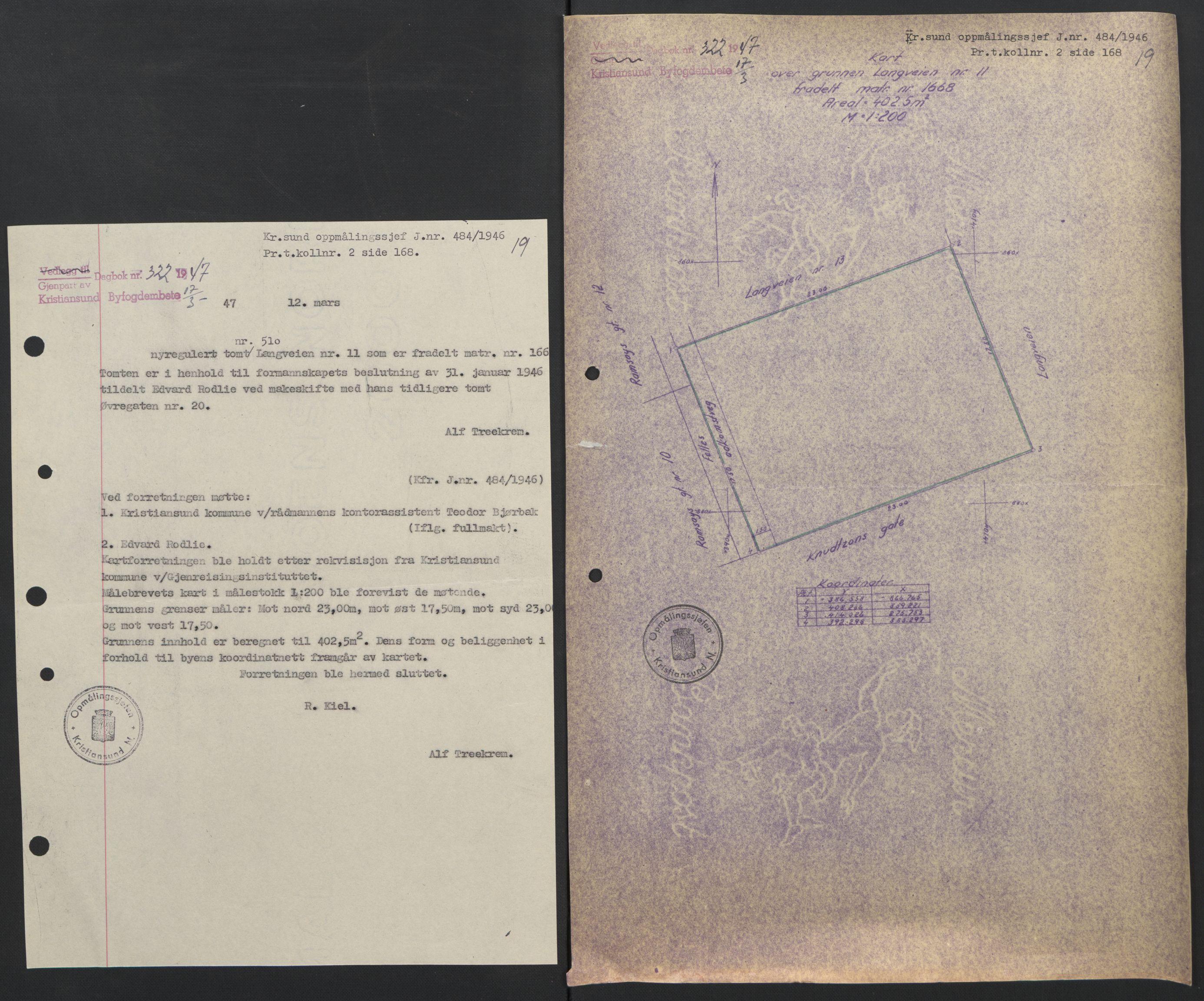 Kristiansund byfogd, AV/SAT-A-4587/A/27: Mortgage book no. 42, 1947-1950, Diary no: : 322/1947
