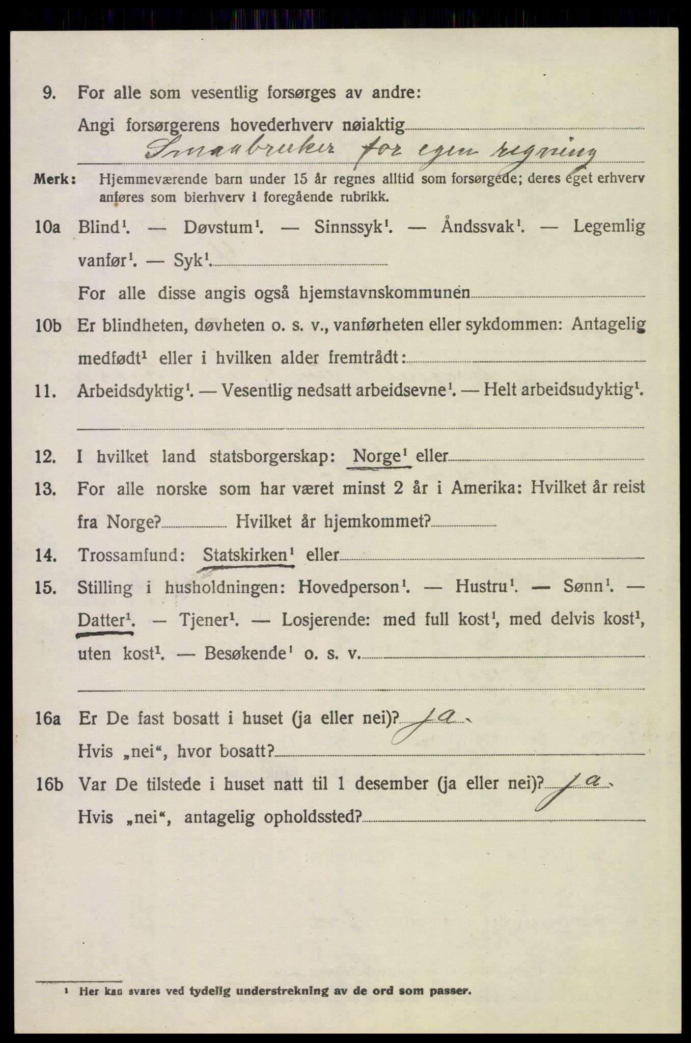 SAH, 1920 census for Tolga, 1920, p. 2374