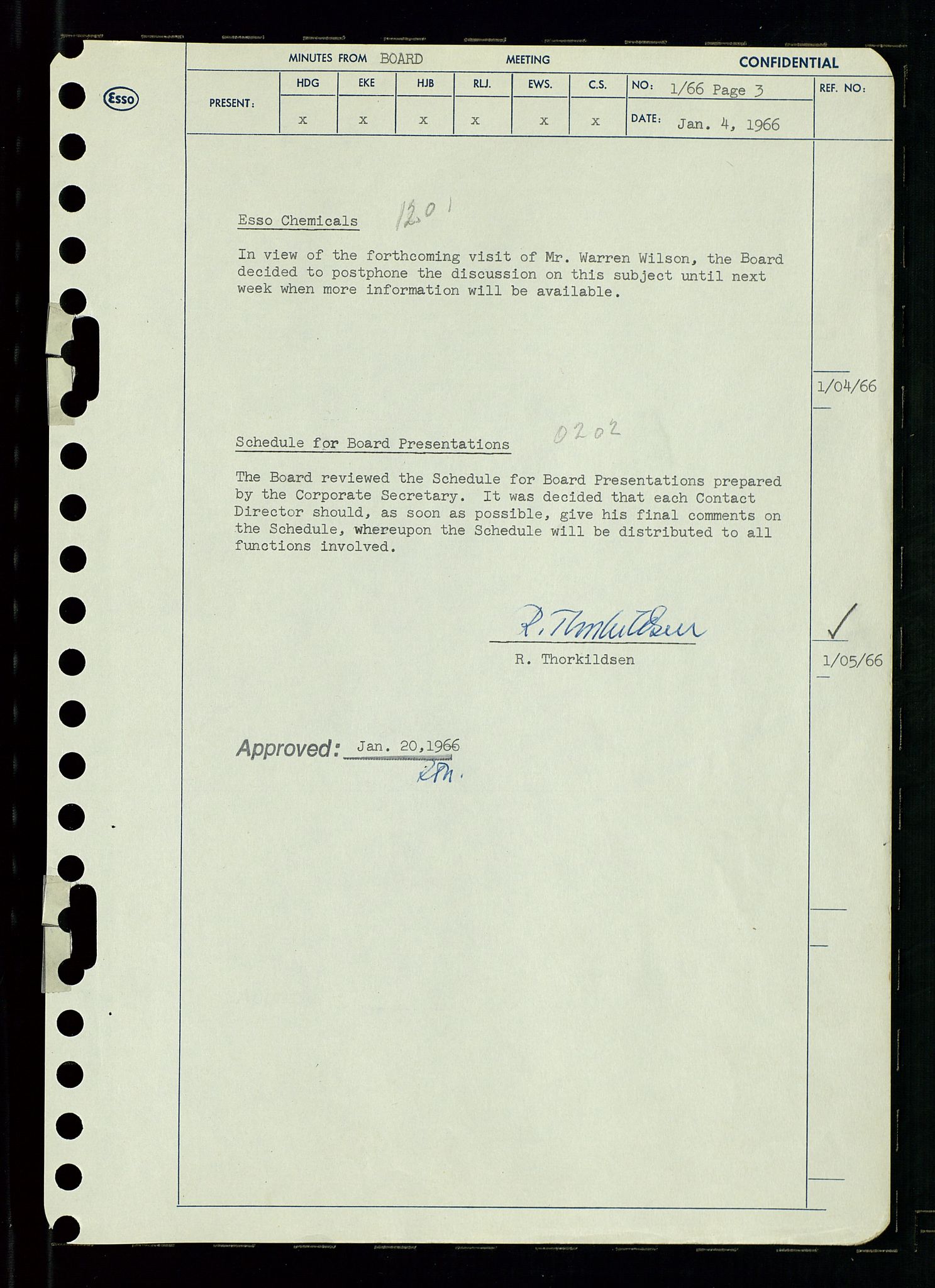 Pa 0982 - Esso Norge A/S, AV/SAST-A-100448/A/Aa/L0002/0002: Den administrerende direksjon Board minutes (styrereferater) / Den administrerende direksjon Board minutes (styrereferater), 1966, p. 4