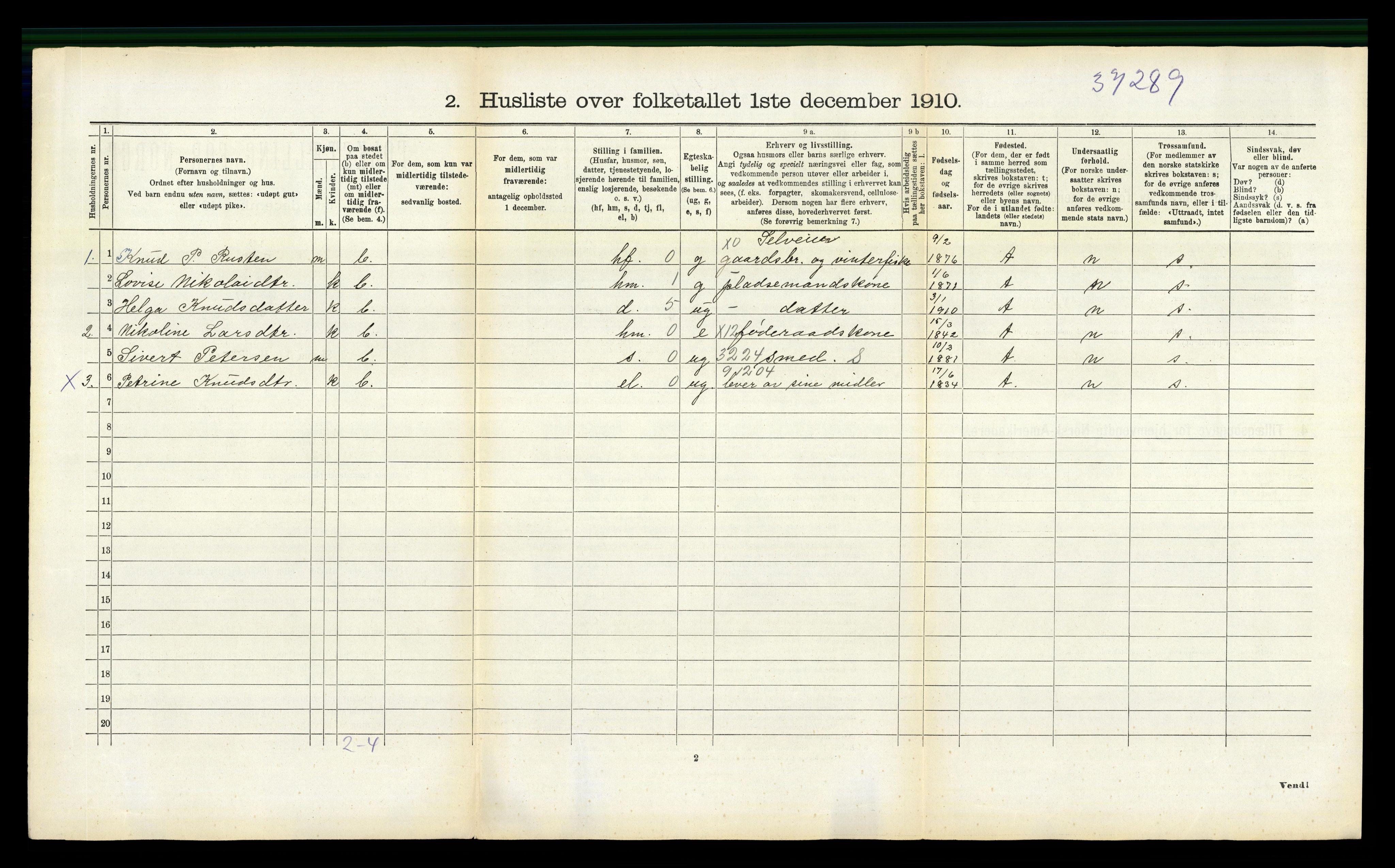 RA, 1910 census for Stranda, 1910, p. 197