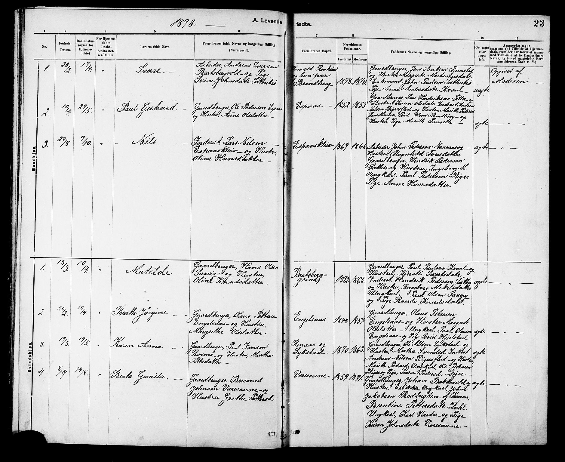 Ministerialprotokoller, klokkerbøker og fødselsregistre - Sør-Trøndelag, SAT/A-1456/608/L0341: Parish register (copy) no. 608C07, 1890-1912, p. 23