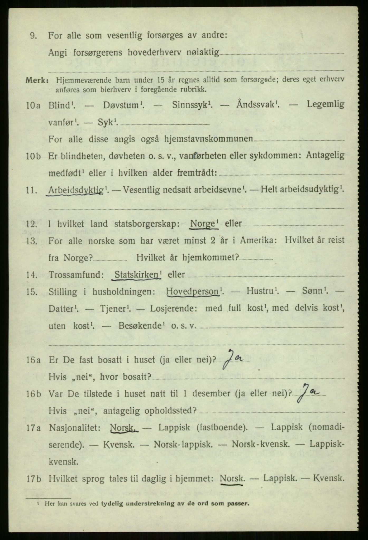 SATØ, 1920 census for Malangen, 1920, p. 2290