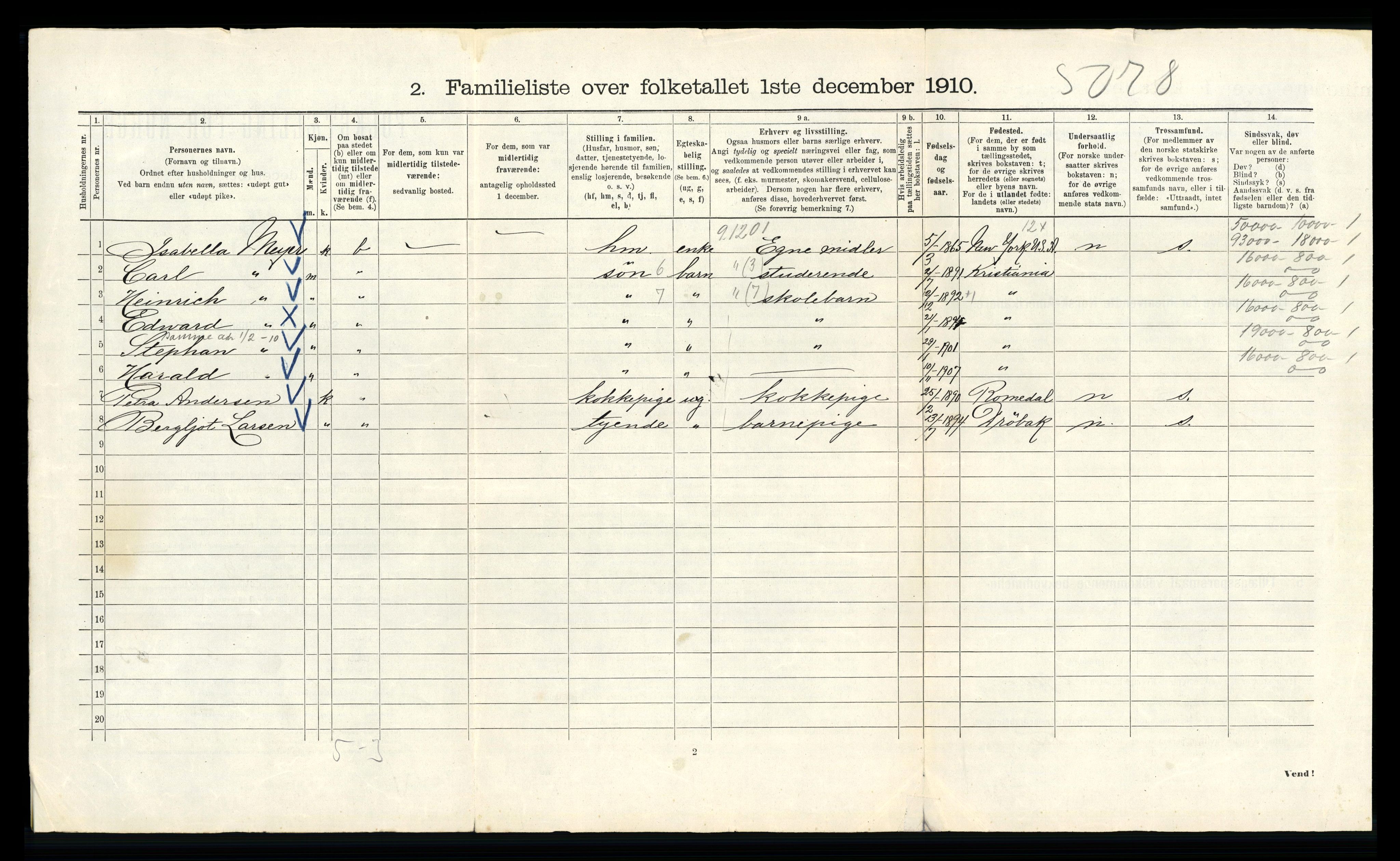 RA, 1910 census for Kristiania, 1910, p. 98388