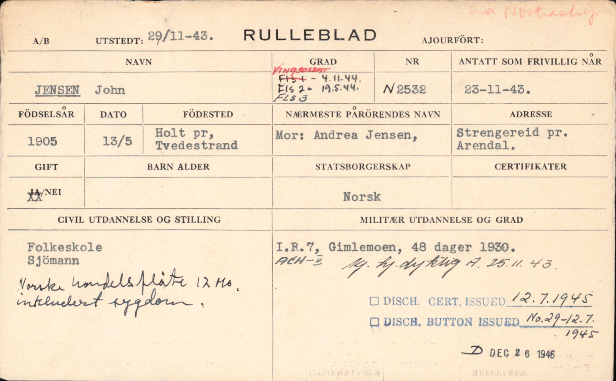 Forsvaret, Forsvarets overkommando/Luftforsvarsstaben, AV/RA-RAFA-4079/P/Pa/L0013: Personellmapper, 1905, p. 223