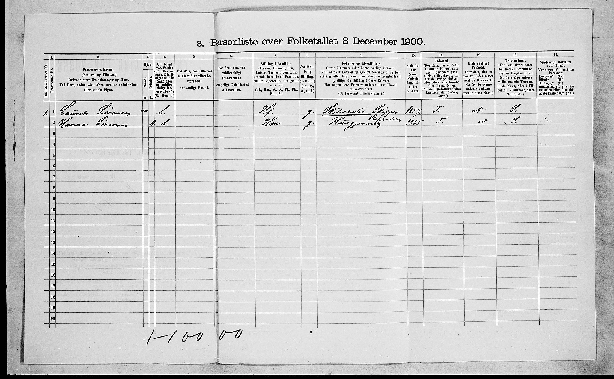 RA, 1900 census for Tjøme, 1900, p. 676