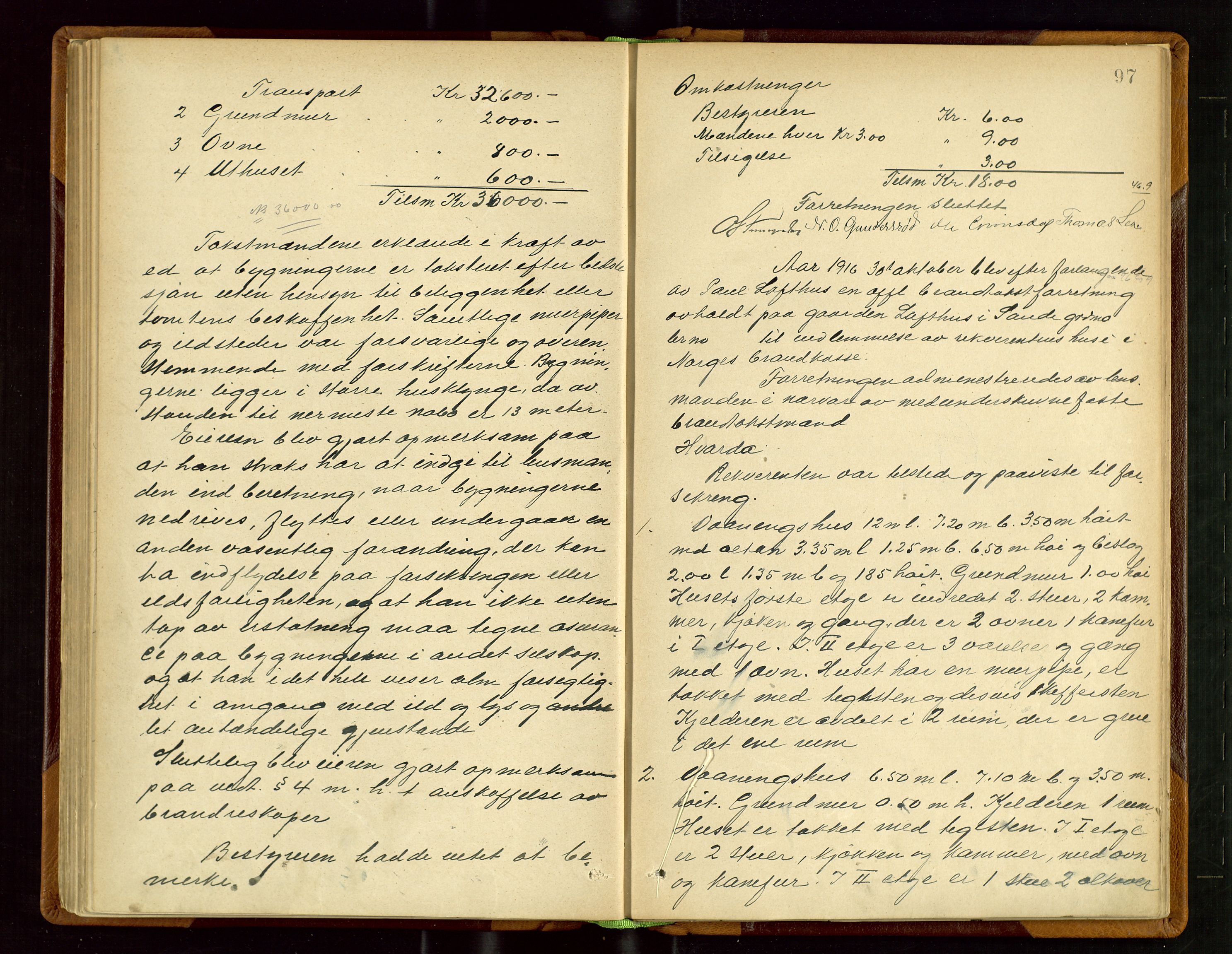 Sauda lensmannskontor, SAST/A-100177/Goa/L0002: "Brandtaxtforretninger i Saude Lensmandsdistrikt", 1887-1918, p. 96b-97a