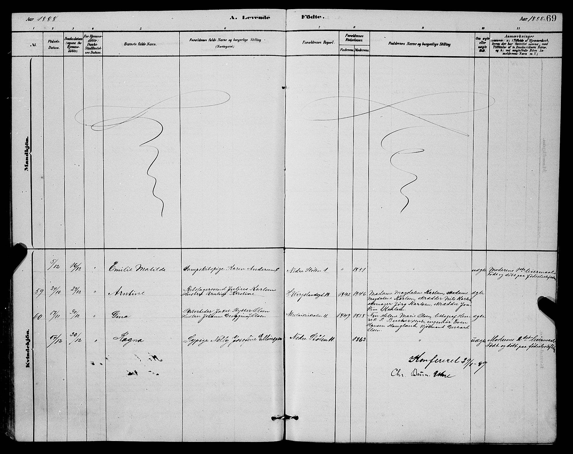 Mariakirken Sokneprestembete, AV/SAB-A-76901/H/Hab/L0004: Parish register (copy) no. A 4, 1878-1892, p. 69