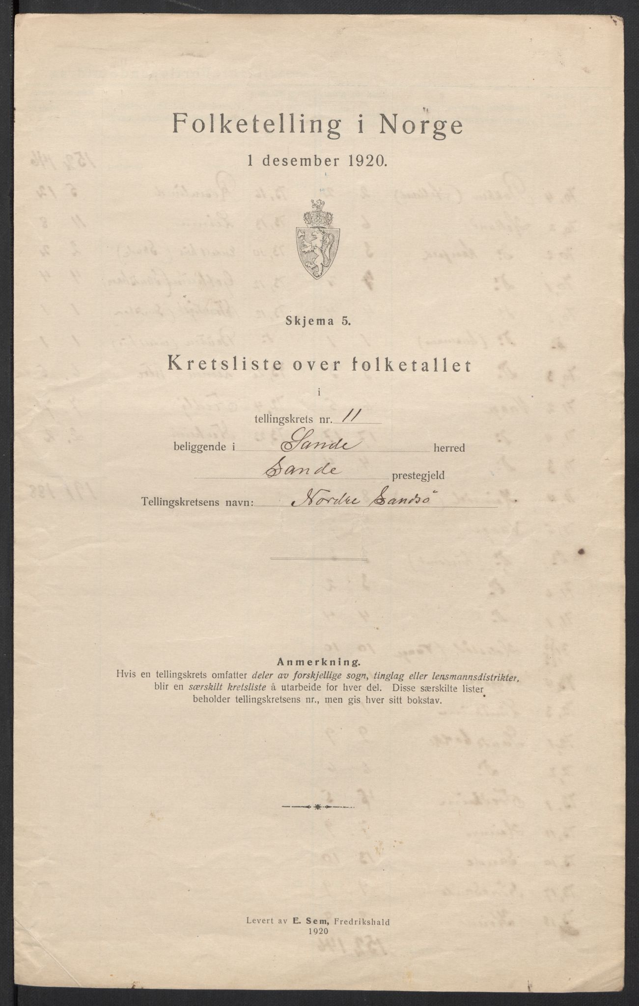 SAT, 1920 census for Sande (MR), 1920, p. 39
