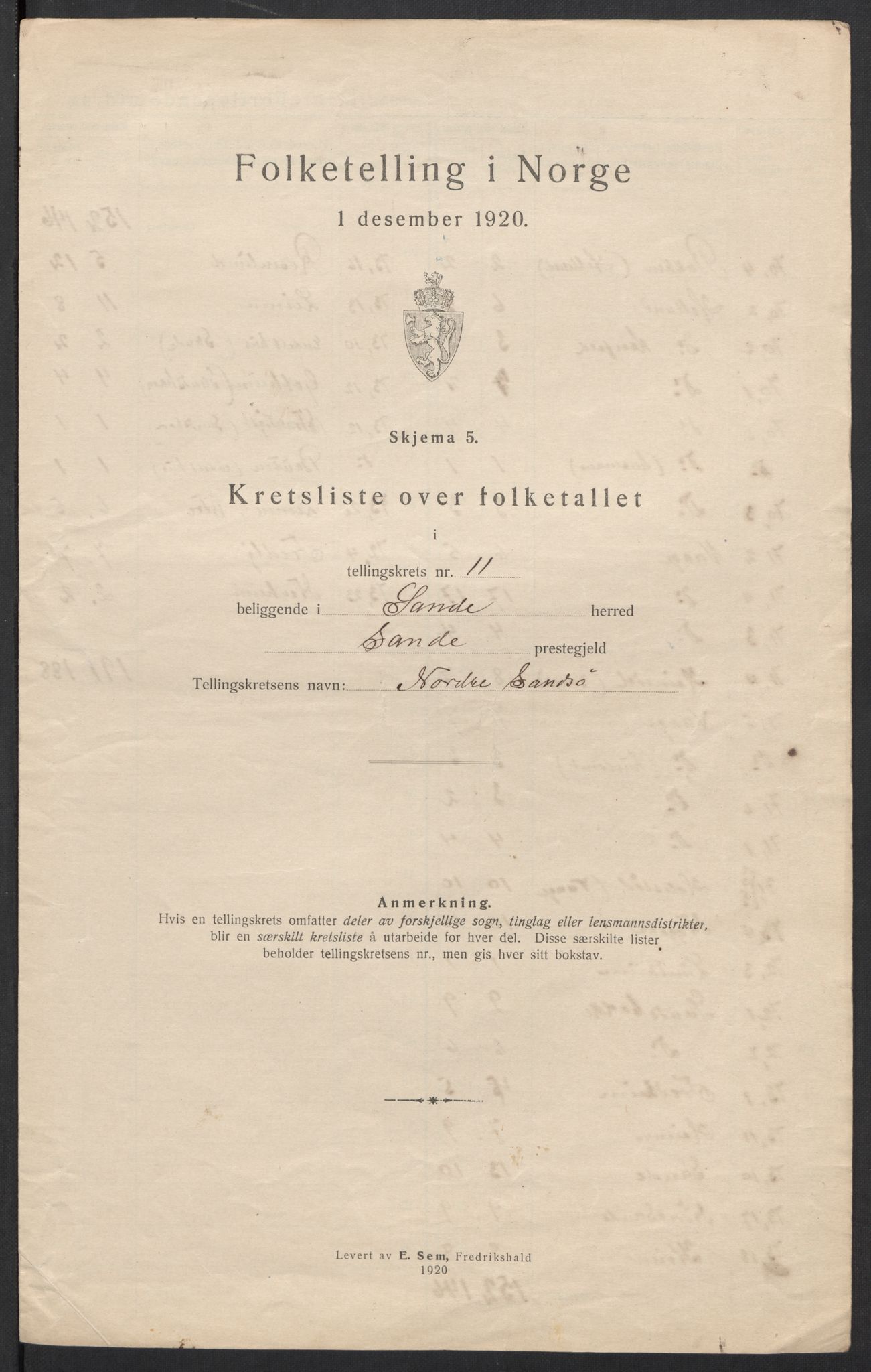 SAT, 1920 census for Sande (MR), 1920, p. 39