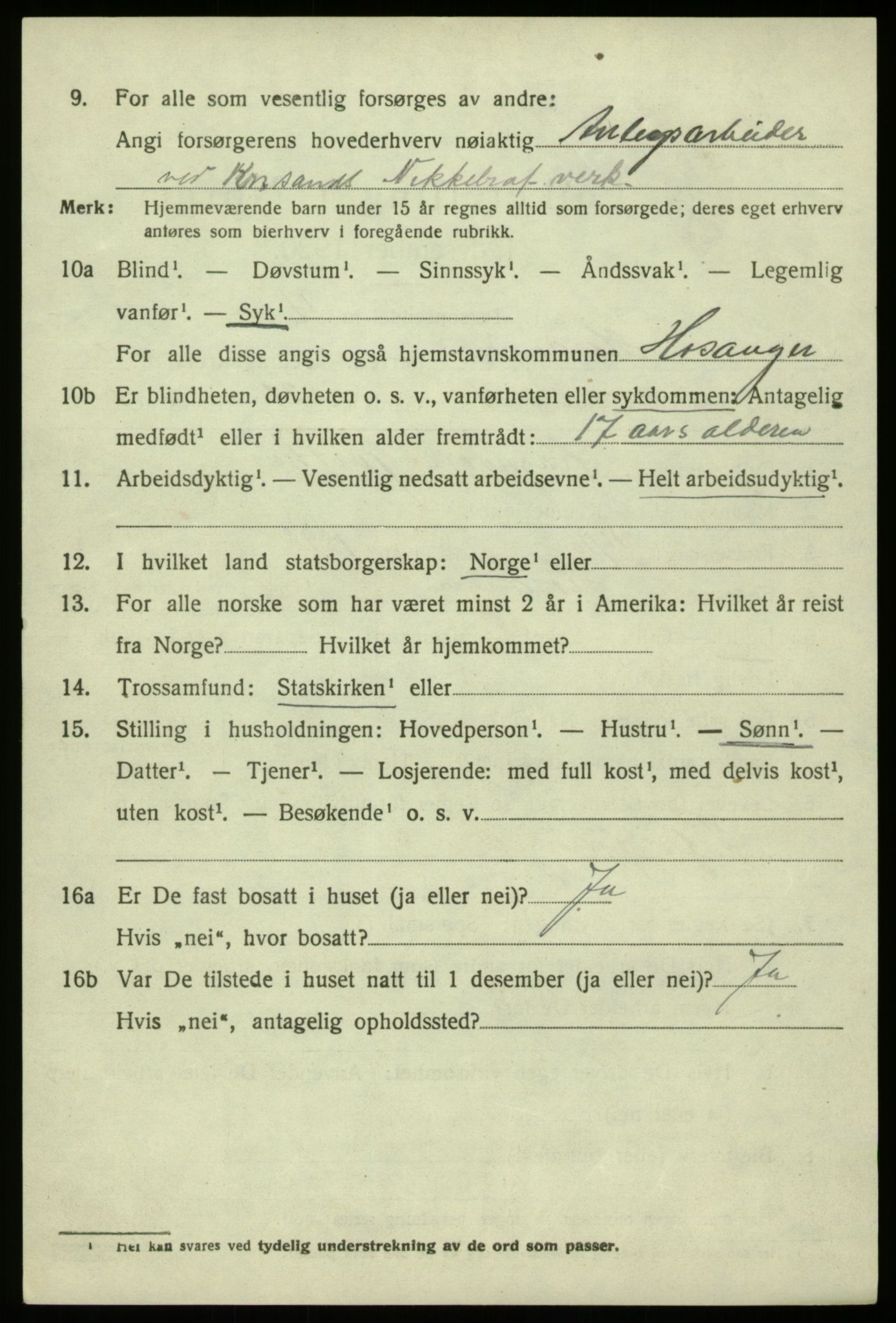 SAB, 1920 census for Hosanger, 1920, p. 2348