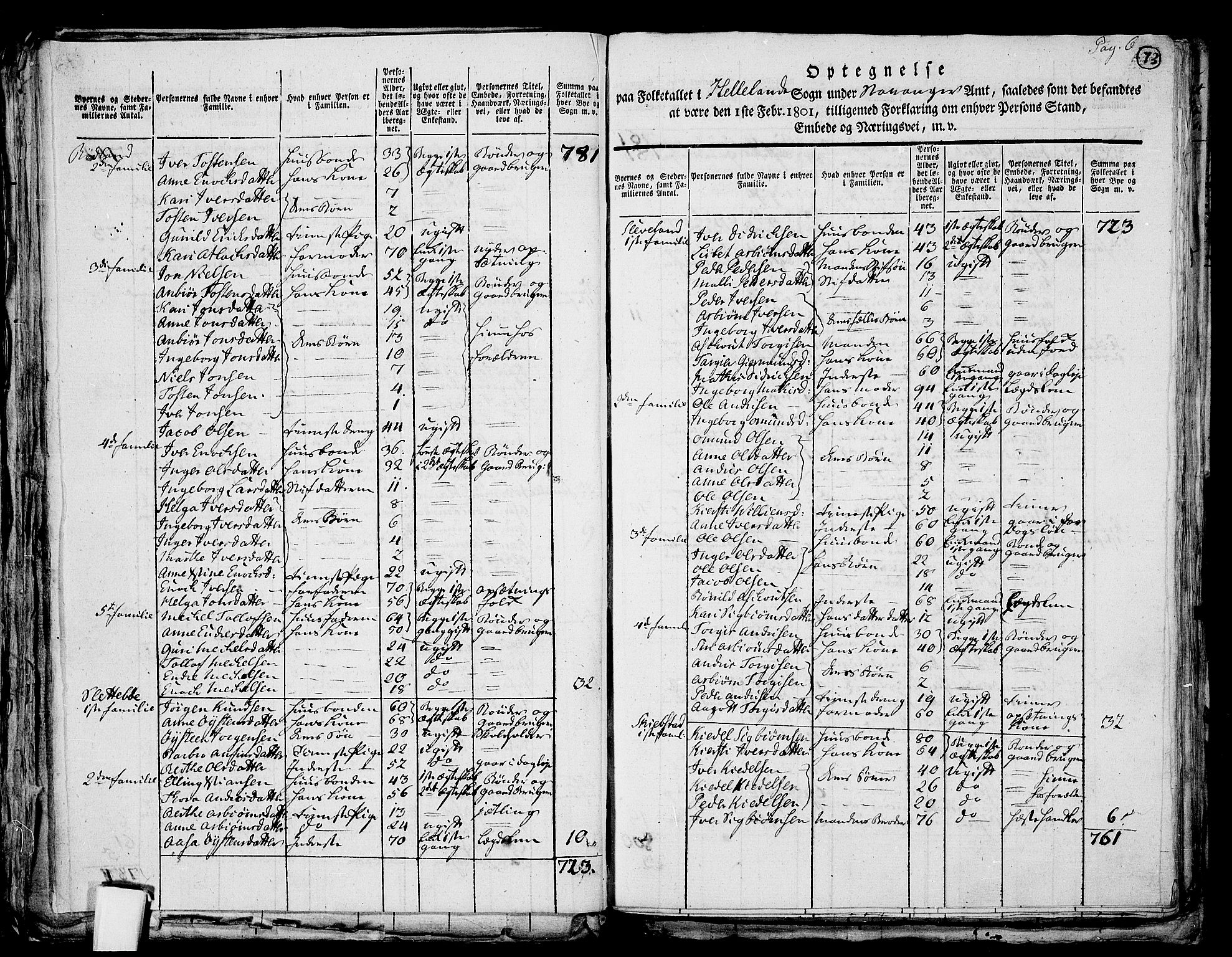 RA, 1801 census for 1115P Helleland, 1801, p. 72b-73a