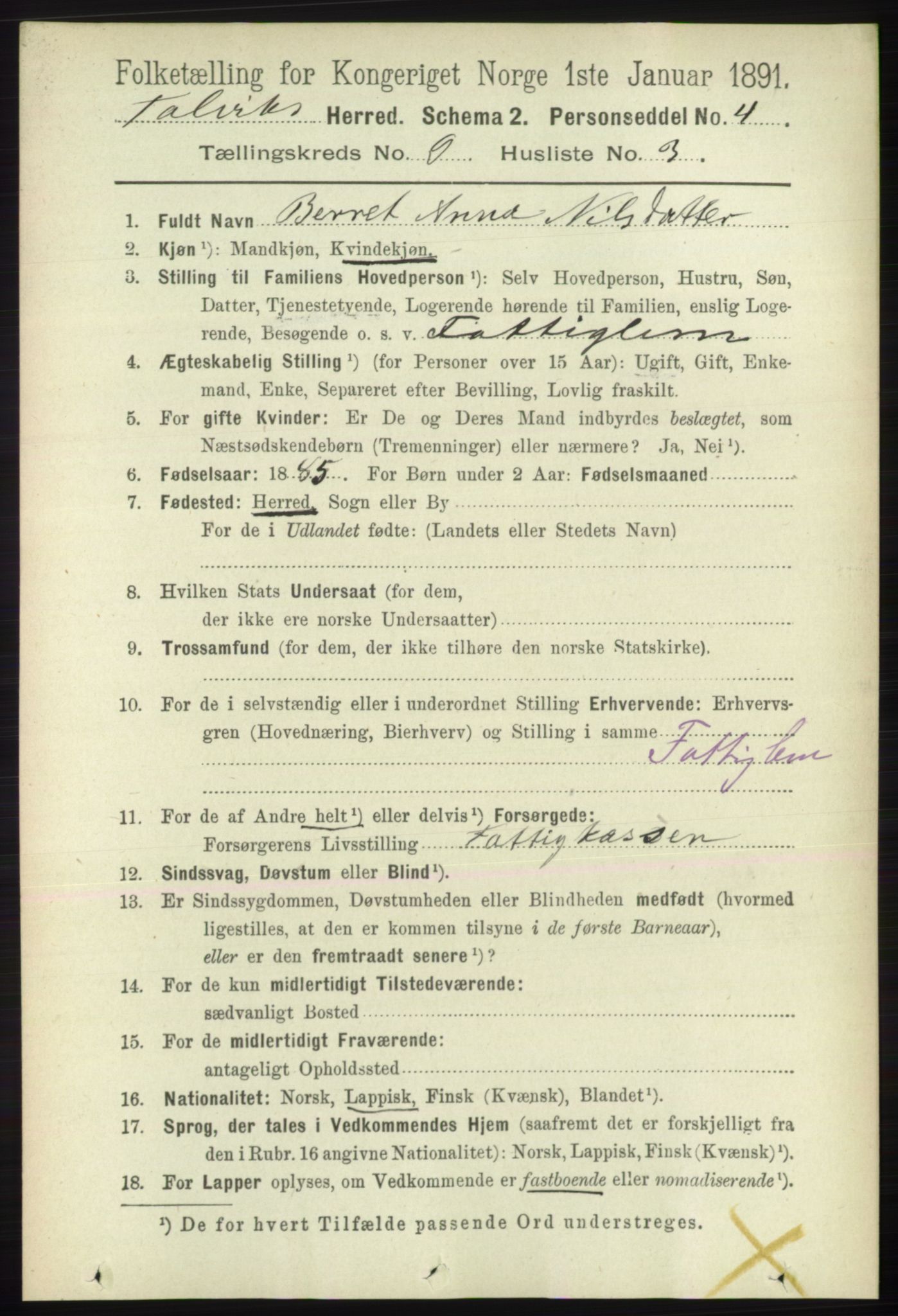 RA, 1891 census for 2013 Talvik, 1891, p. 2188