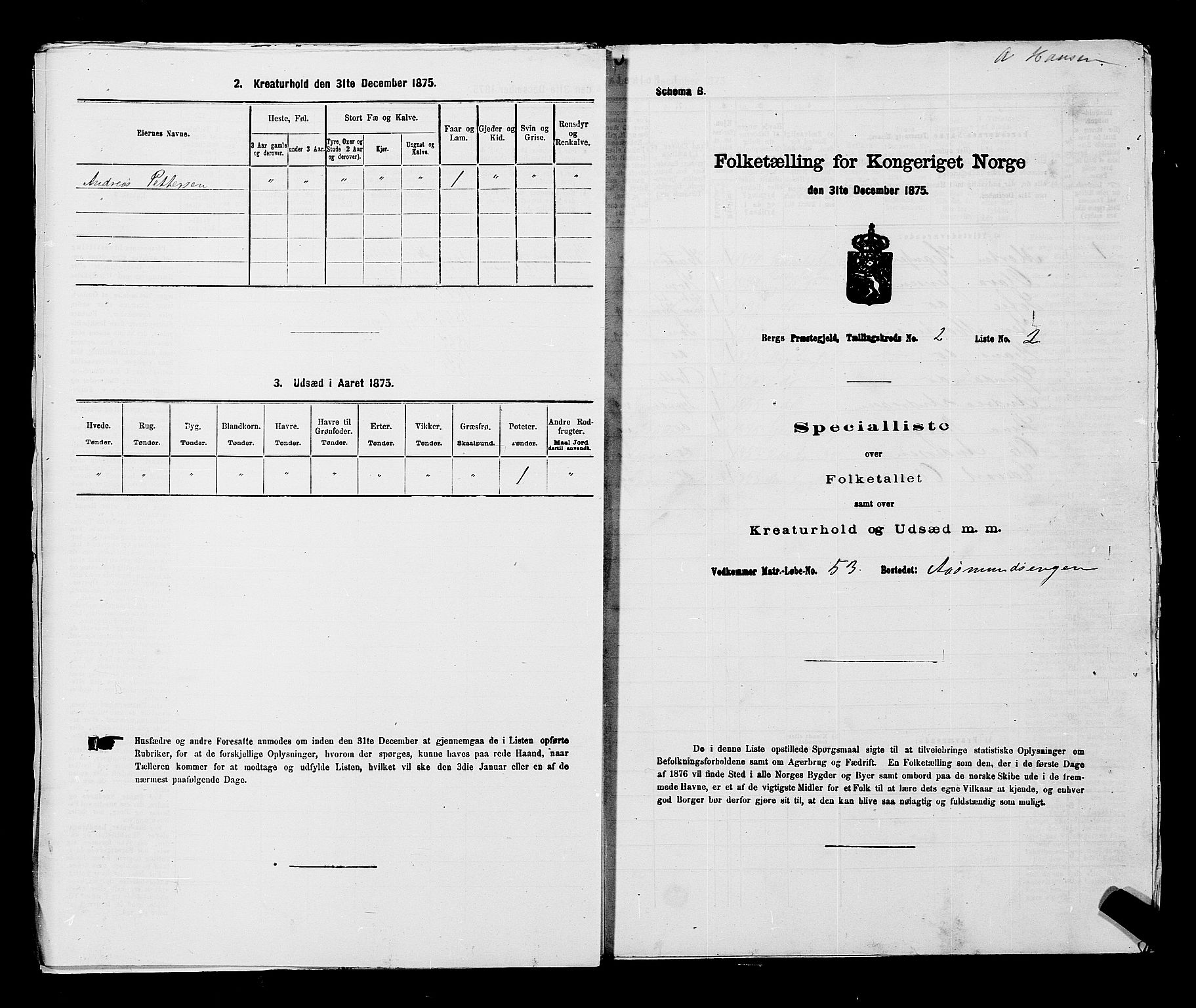 RA, 1875 census for 0116P Berg, 1875, p. 277