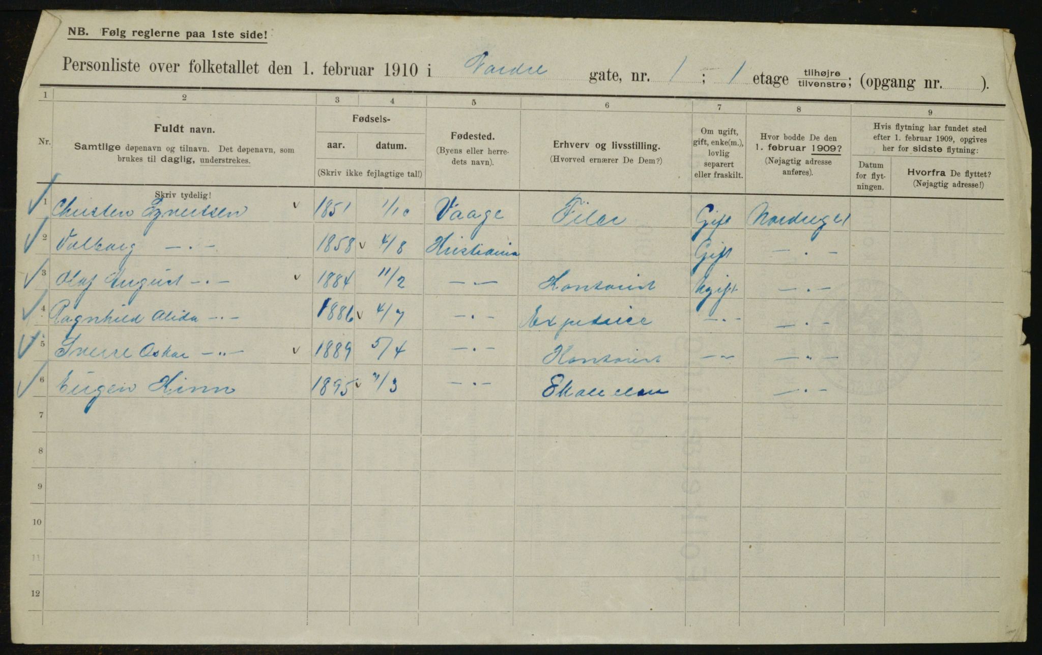 OBA, Municipal Census 1910 for Kristiania, 1910, p. 70963