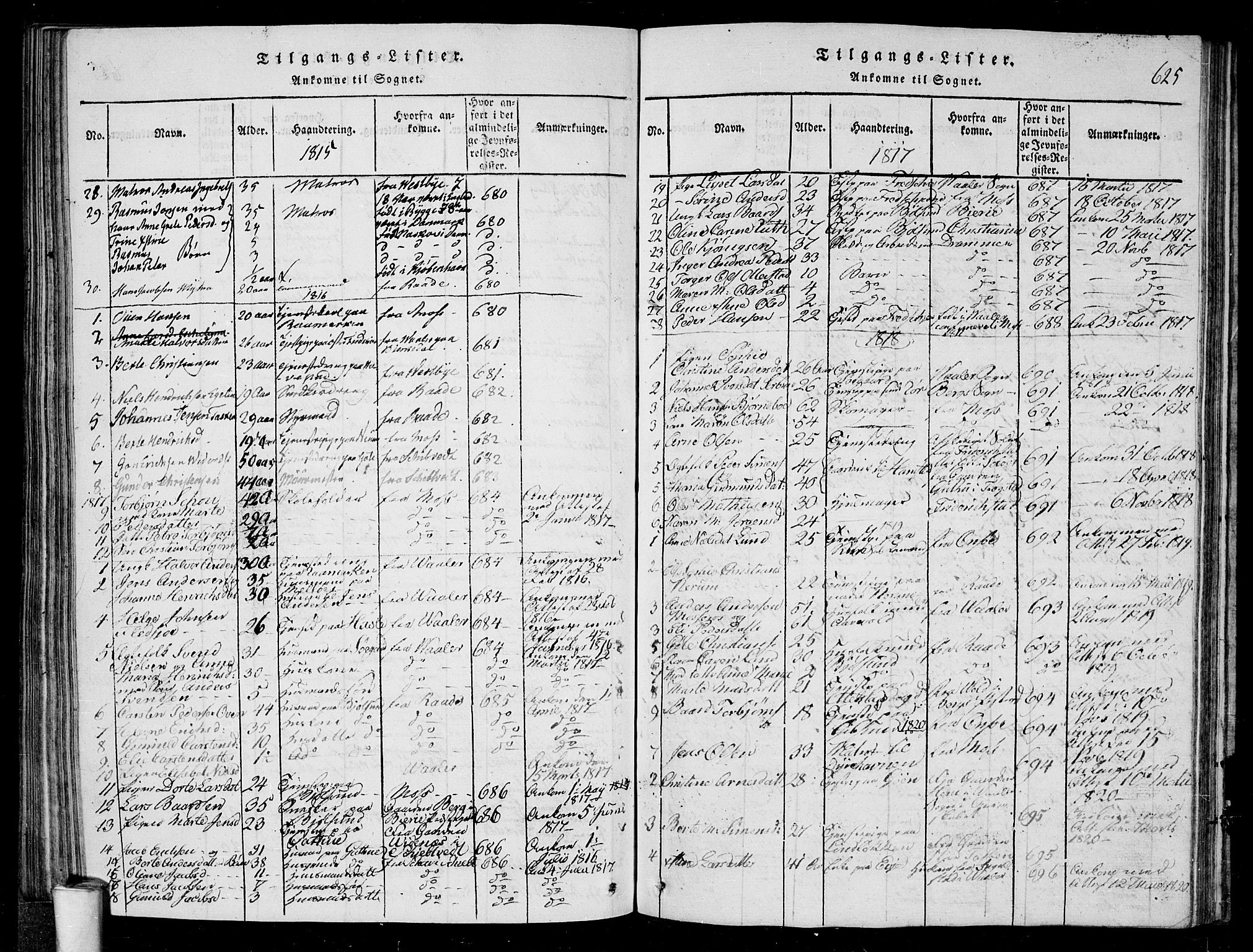 Rygge prestekontor Kirkebøker, SAO/A-10084b/G/Ga/L0001: Parish register (copy) no. 1, 1814-1871, p. 624-625