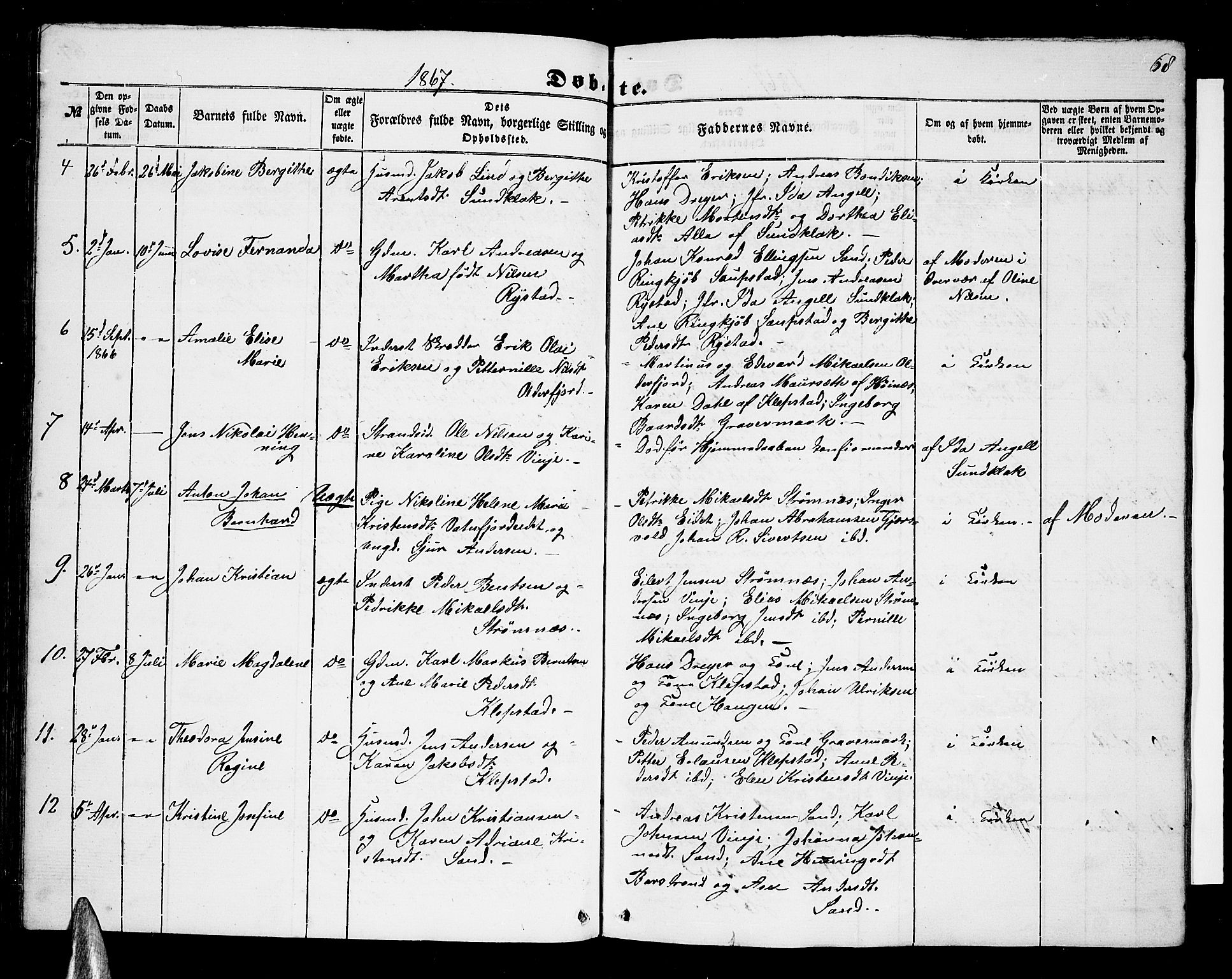 Ministerialprotokoller, klokkerbøker og fødselsregistre - Nordland, AV/SAT-A-1459/876/L1102: Parish register (copy) no. 876C01, 1852-1886, p. 68