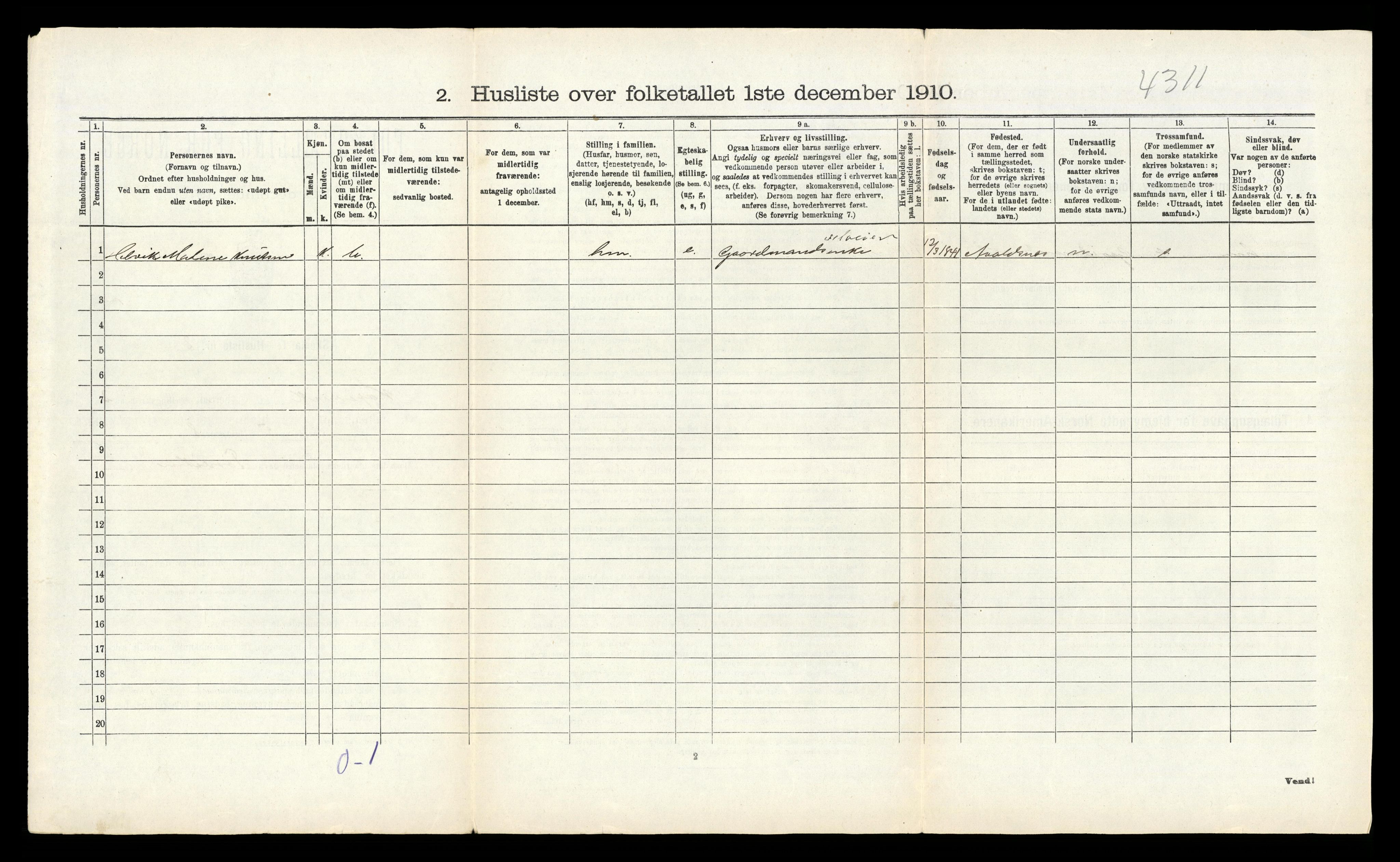 RA, 1910 census for Kopervik, 1910, p. 154