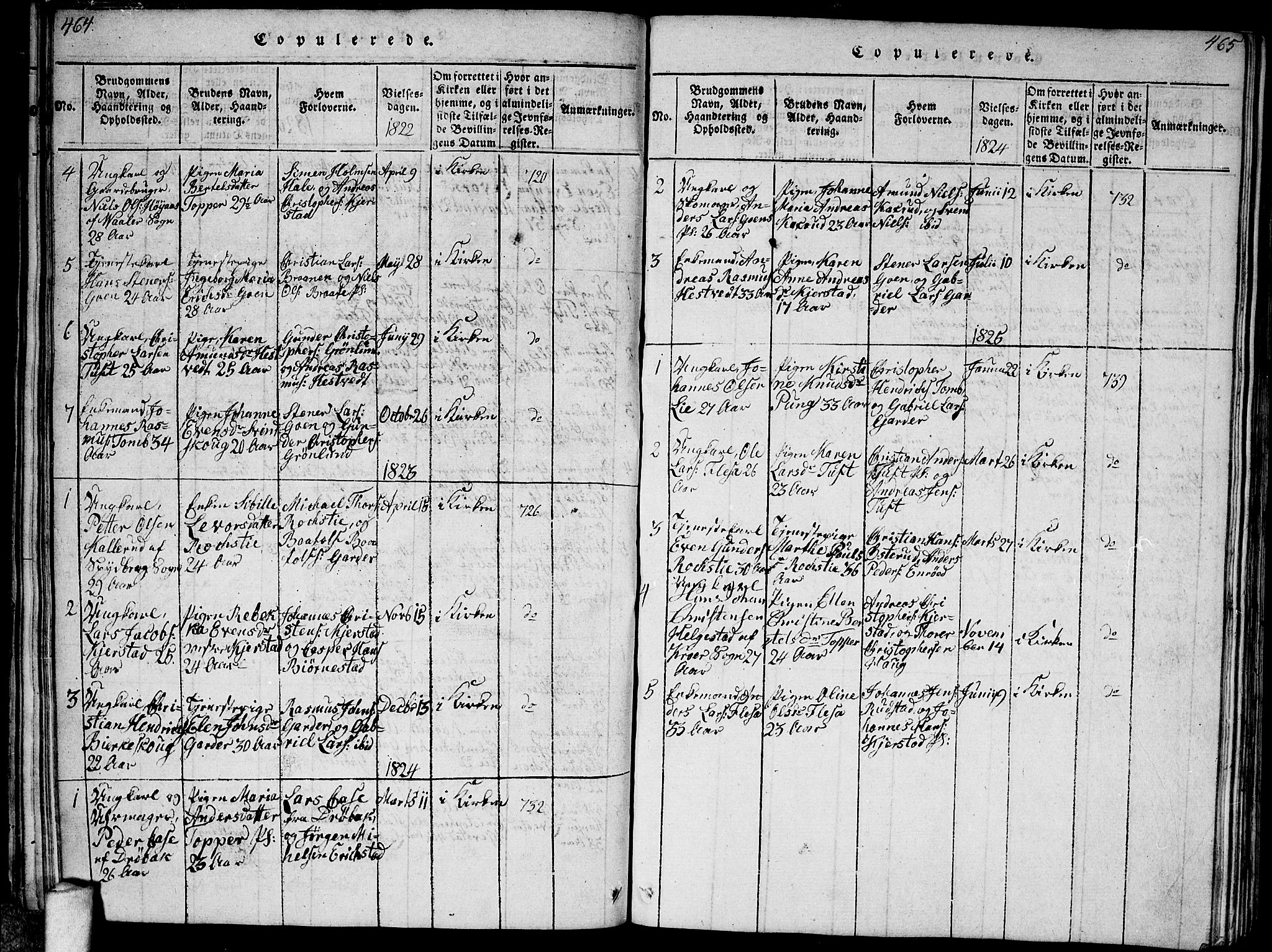 Vestby prestekontor Kirkebøker, SAO/A-10893/F/Fa/L0005: Parish register (official) no. I 5, 1814-1827, p. 464-465