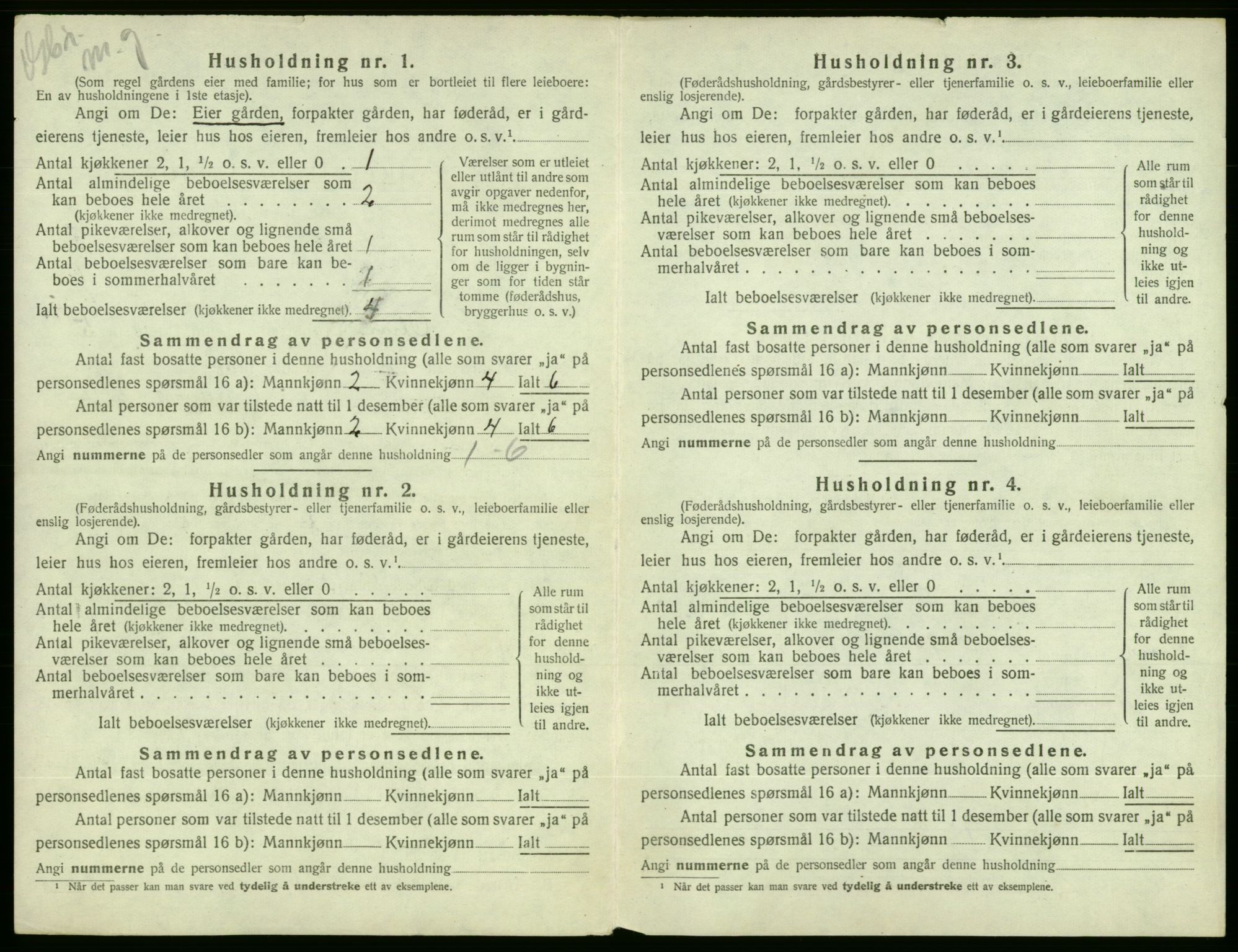 SAB, 1920 census for Ølen, 1920, p. 364