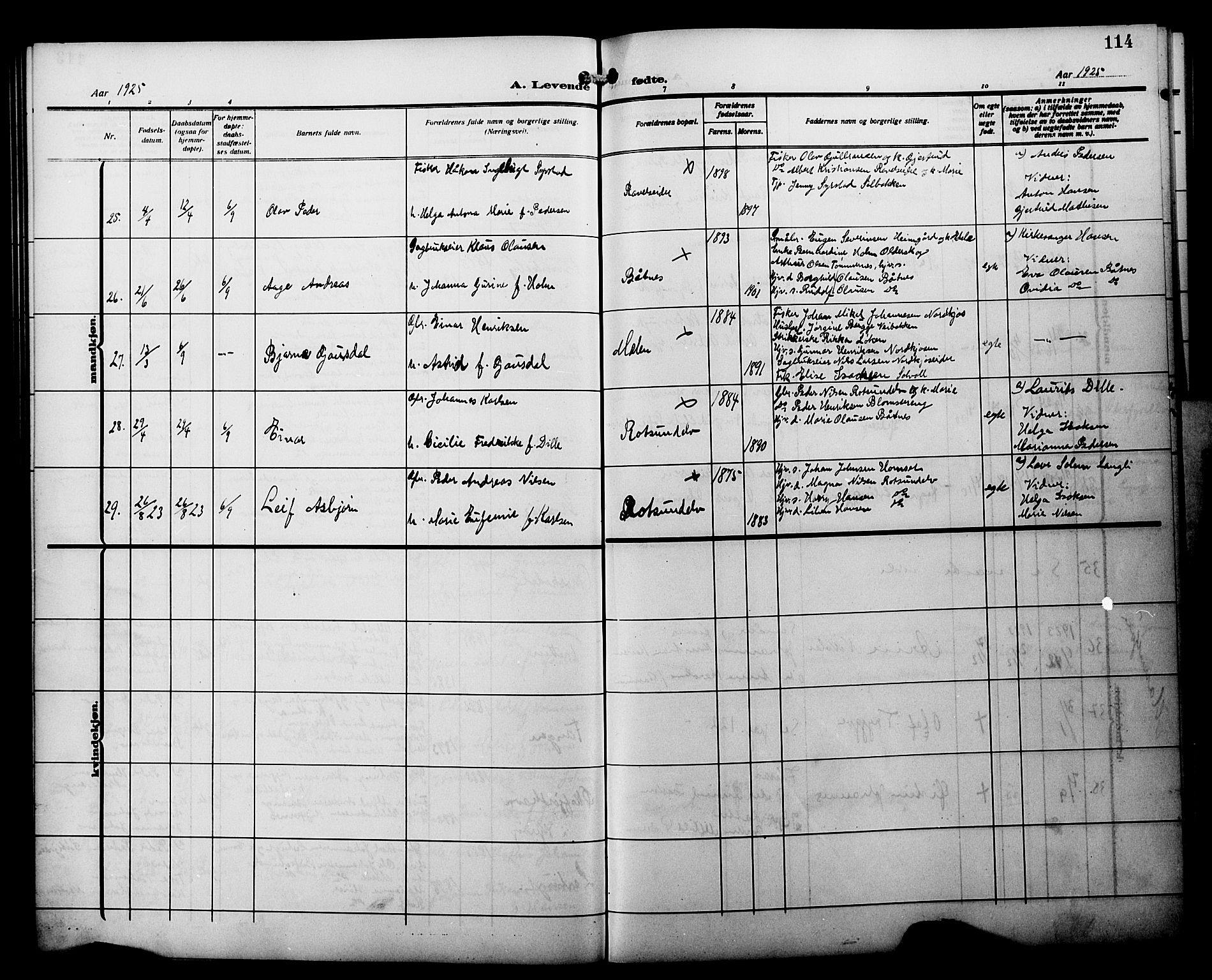 Skjervøy sokneprestkontor, AV/SATØ-S-1300/H/Ha/Hab/L0022klokker: Parish register (copy) no. 22, 1910-1926, p. 114