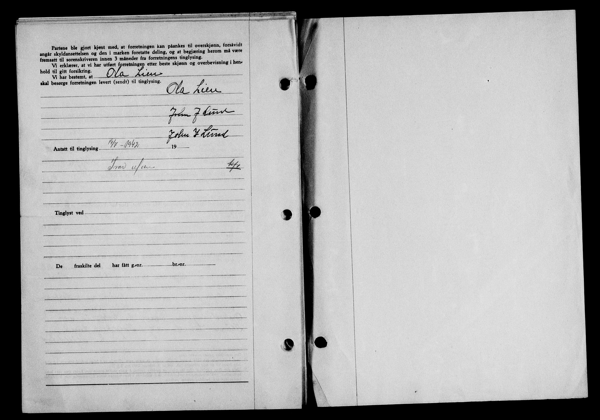 Gauldal sorenskriveri, SAT/A-0014/1/2/2C/L0054: Mortgage book no. 59, 1941-1942, Diary no: : 935/1942