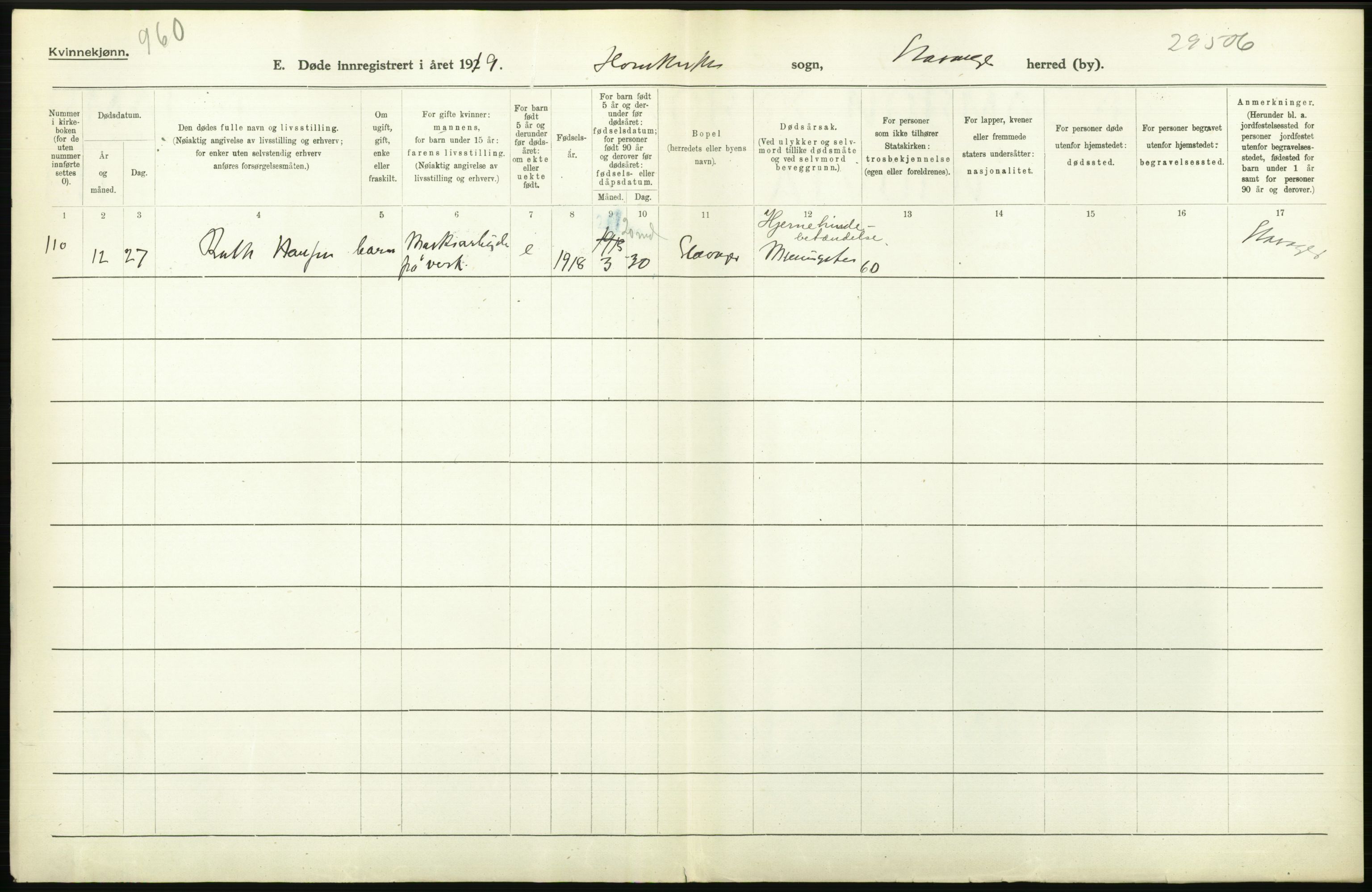 Statistisk sentralbyrå, Sosiodemografiske emner, Befolkning, AV/RA-S-2228/D/Df/Dfb/Dfbi/L0030: Rogaland fylke: Døde. Bygder og byer., 1919, p. 546