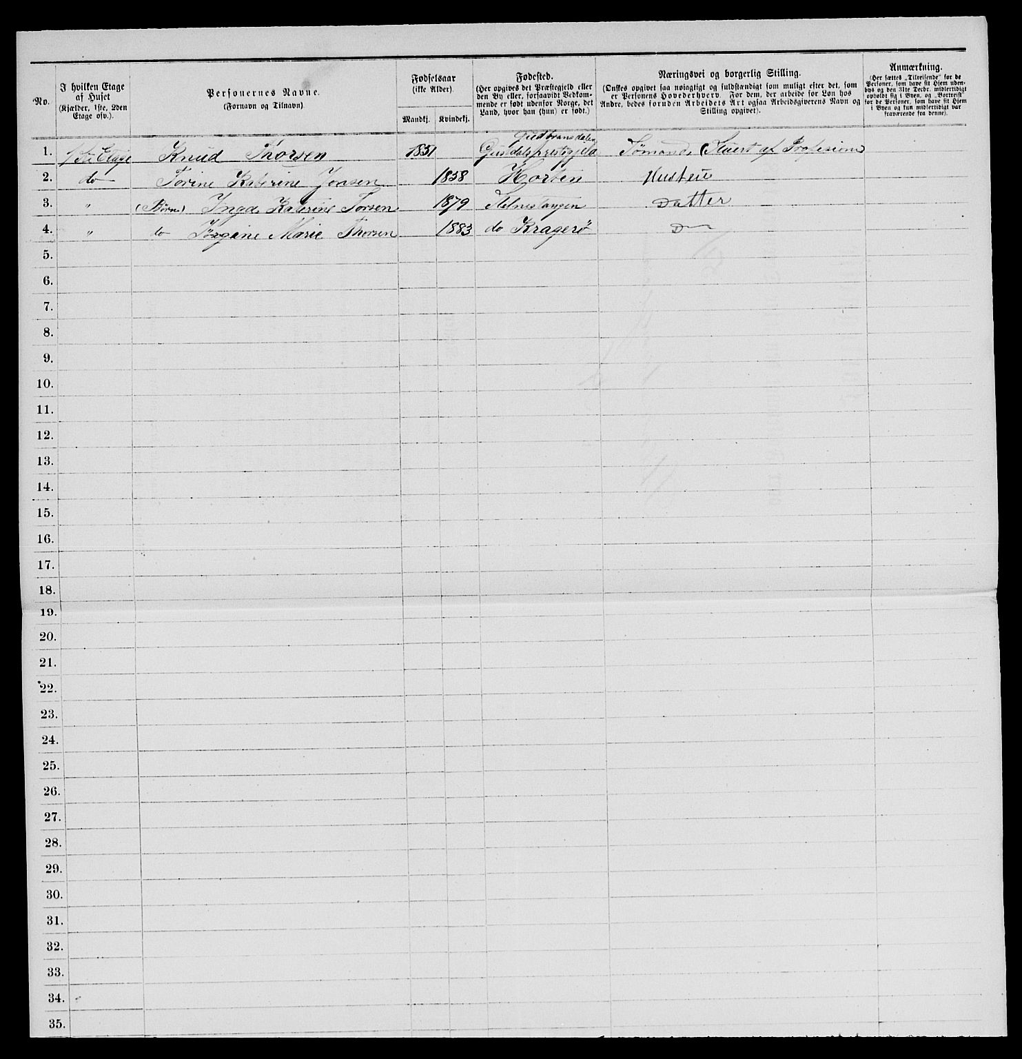 SAKO, 1885 census for 0801 Kragerø, 1885, p. 114