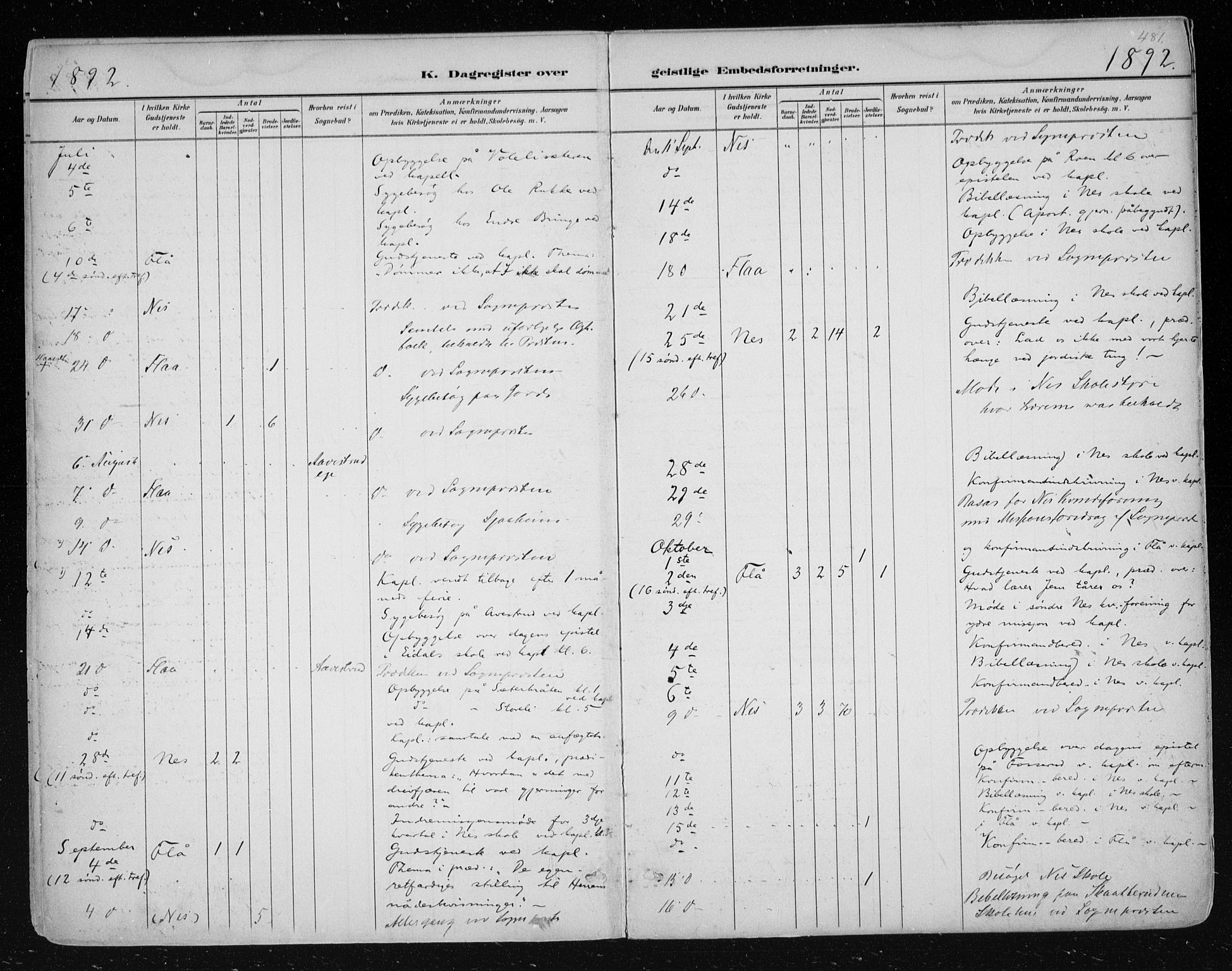 Nes kirkebøker, AV/SAKO-A-236/F/Fa/L0011: Parish register (official) no. 11, 1881-1912, p. 481