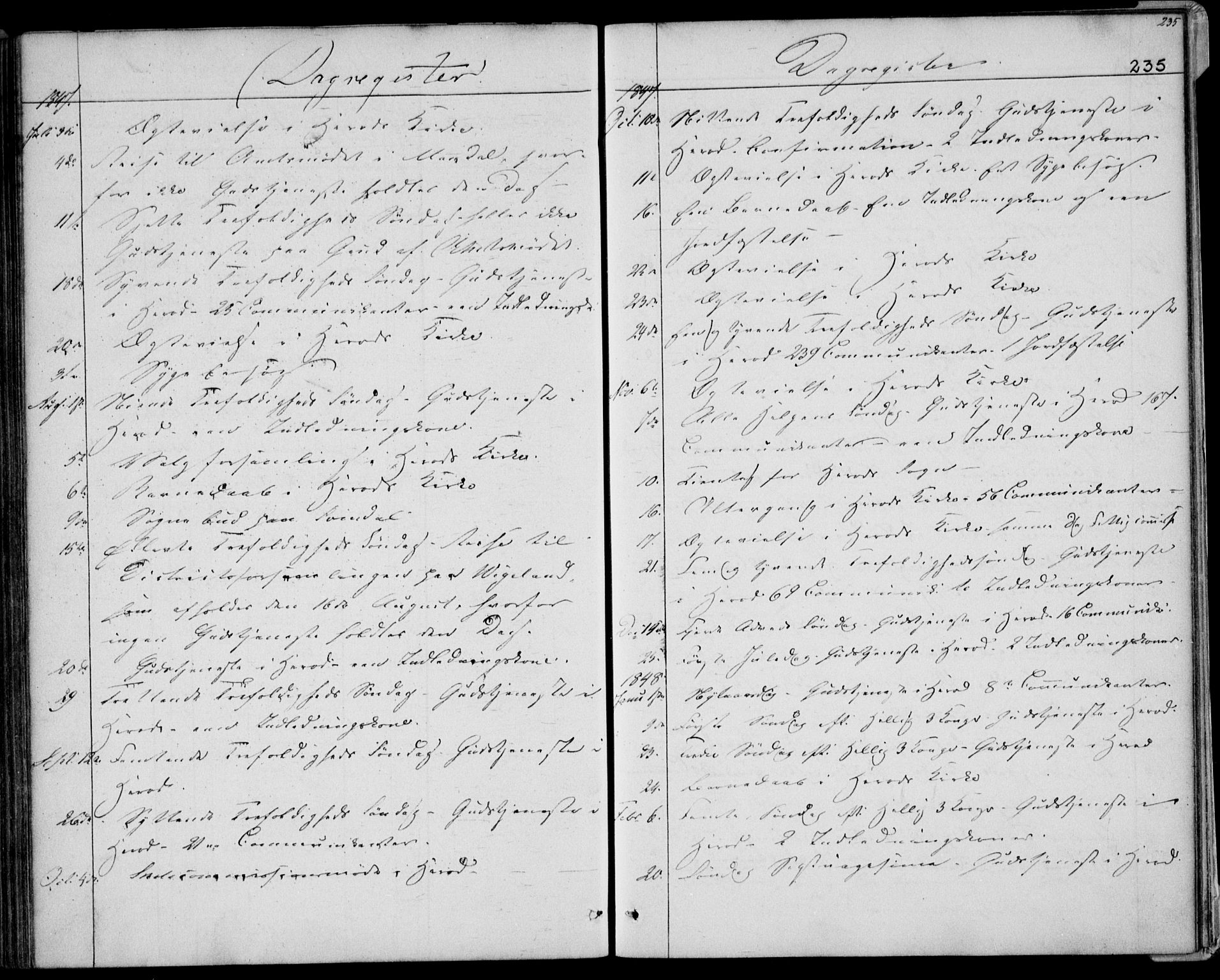 Herad sokneprestkontor, SAK/1111-0018/F/Fa/Faa/L0004: Parish register (official) no. A 4, 1844-1853, p. 235