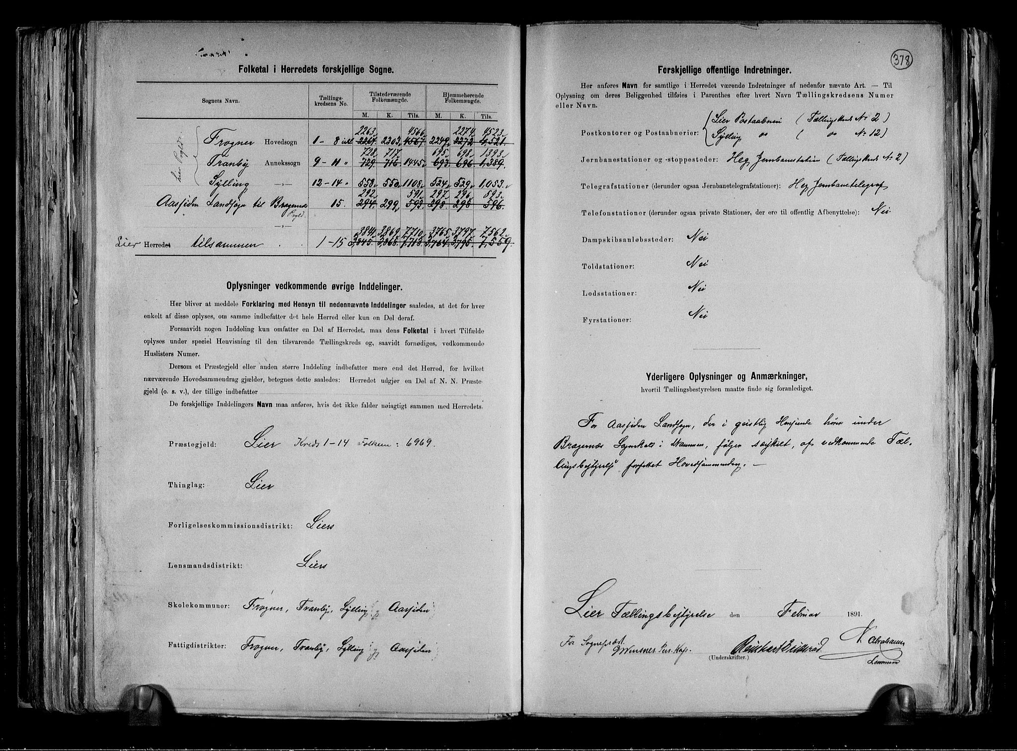 RA, 1891 census for 0626 Lier, 1891, p. 3