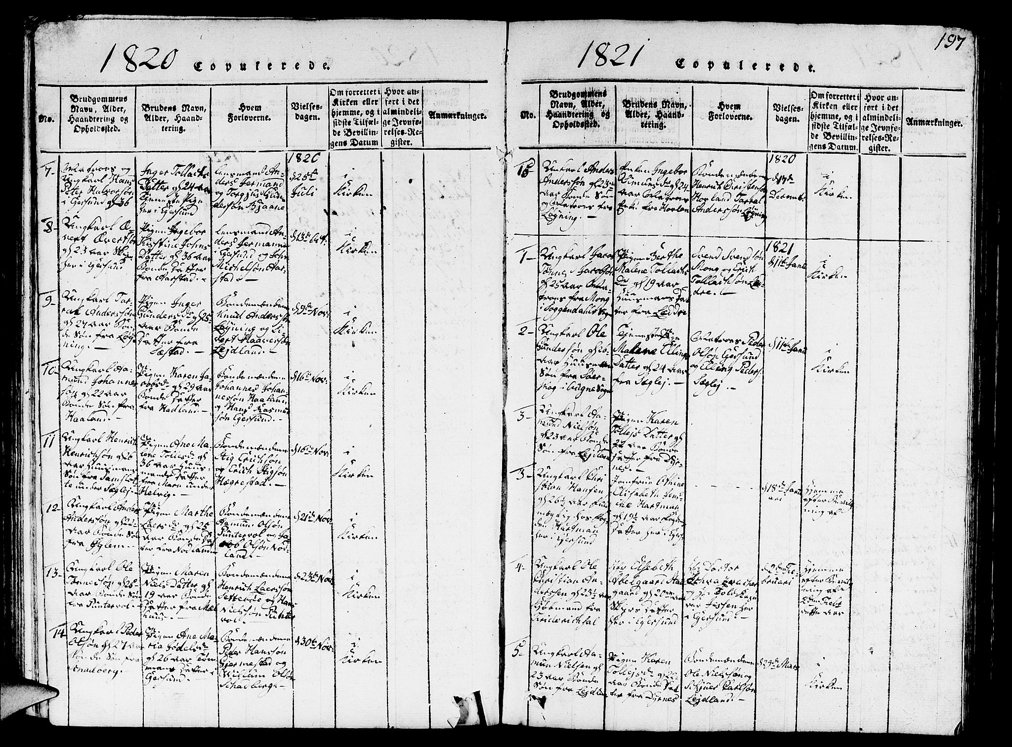 Eigersund sokneprestkontor, SAST/A-101807/S09/L0001: Parish register (copy) no. B 1, 1815-1827, p. 197
