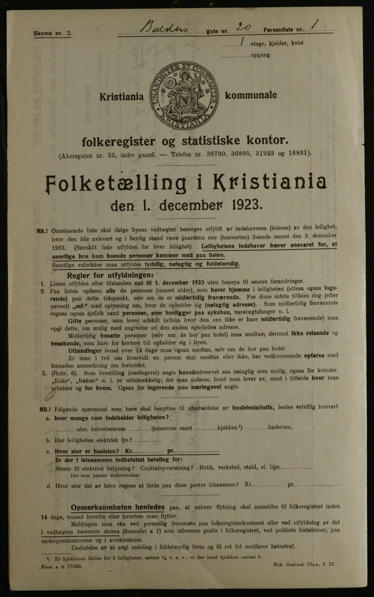 OBA, Municipal Census 1923 for Kristiania, 1923, p. 3950